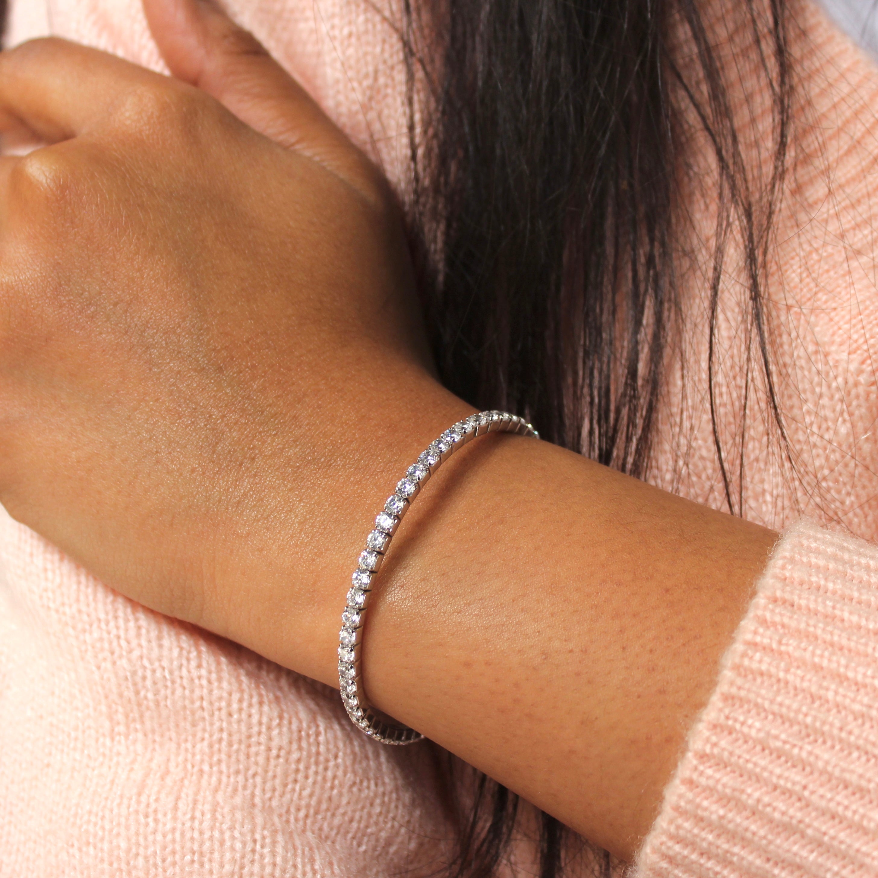 Tennis Classic Pure Silver Adjustable Kadha Bracelet