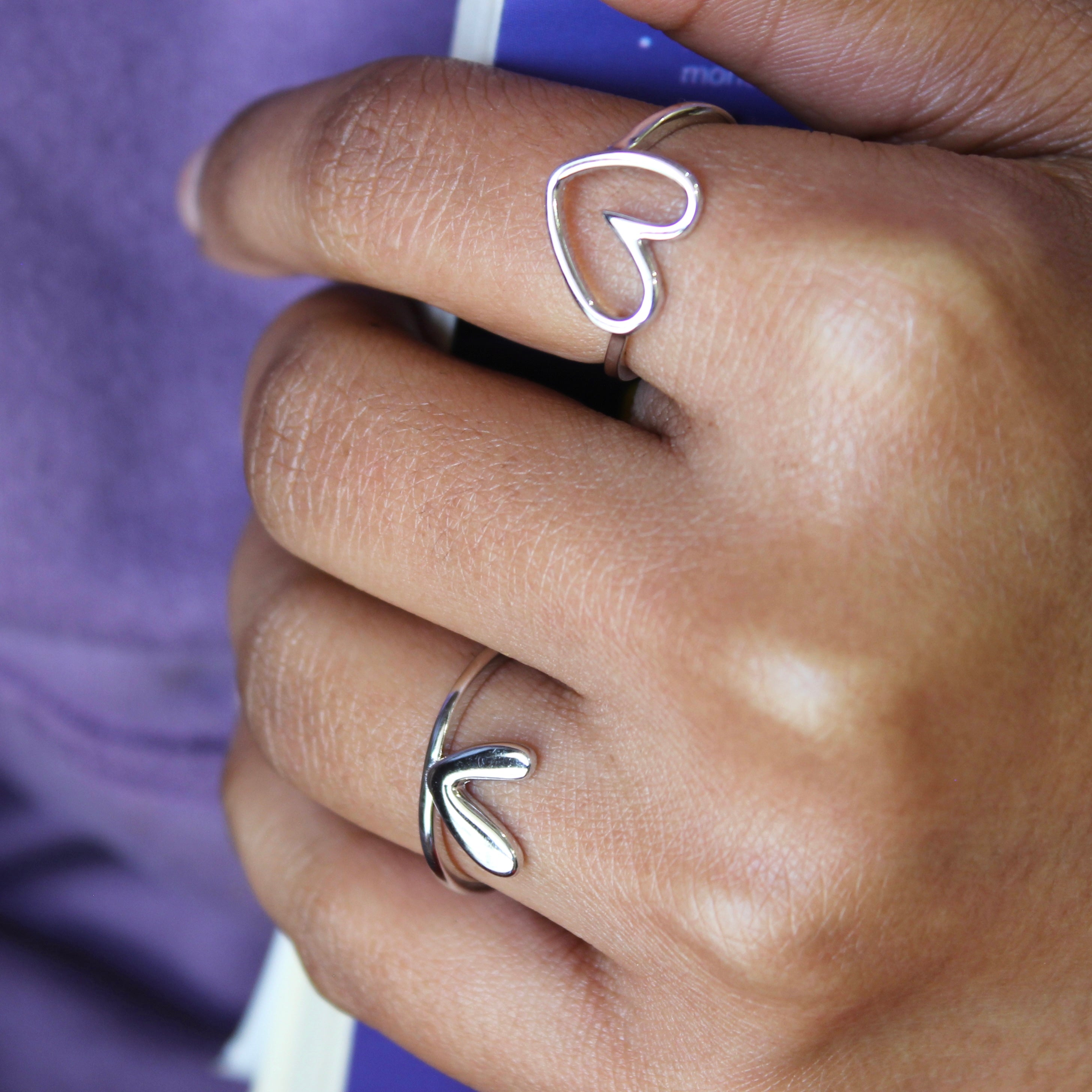 2-in-1 heart wired pure silver minimal ring