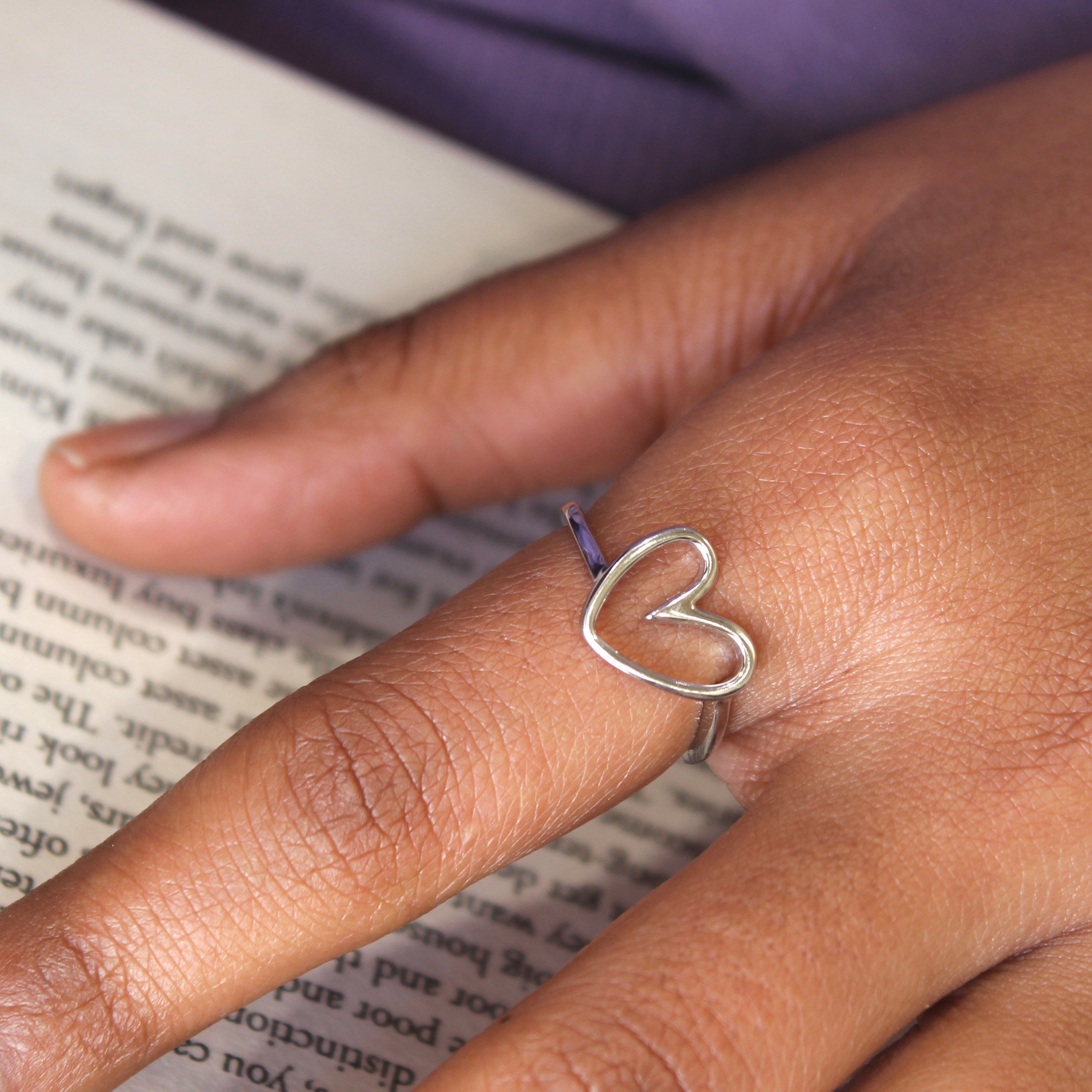 2-in-1 heart wired pure silver minimal ring