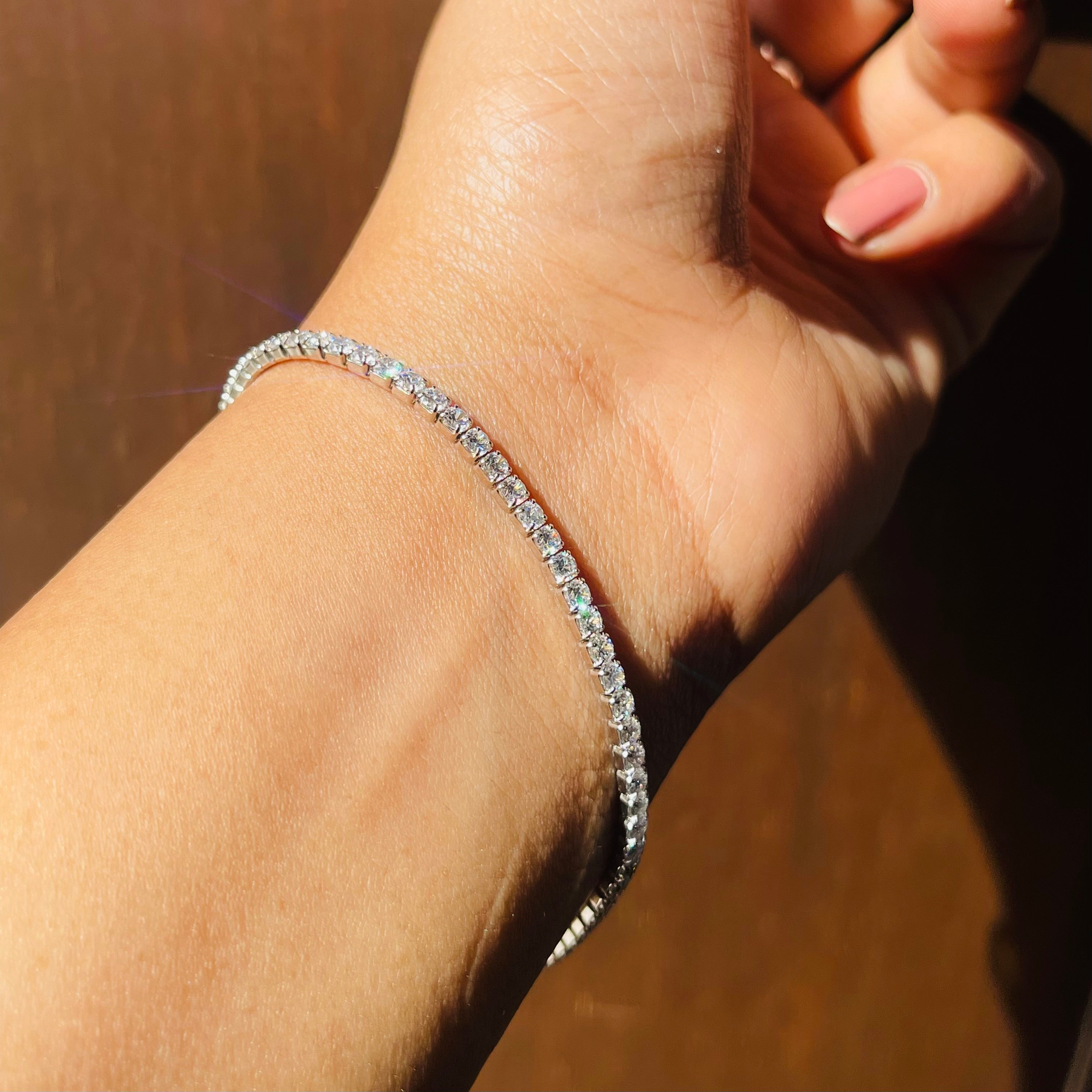 Minimal Solitaire Pure Silver Adjustable Bracelet- Single Layered