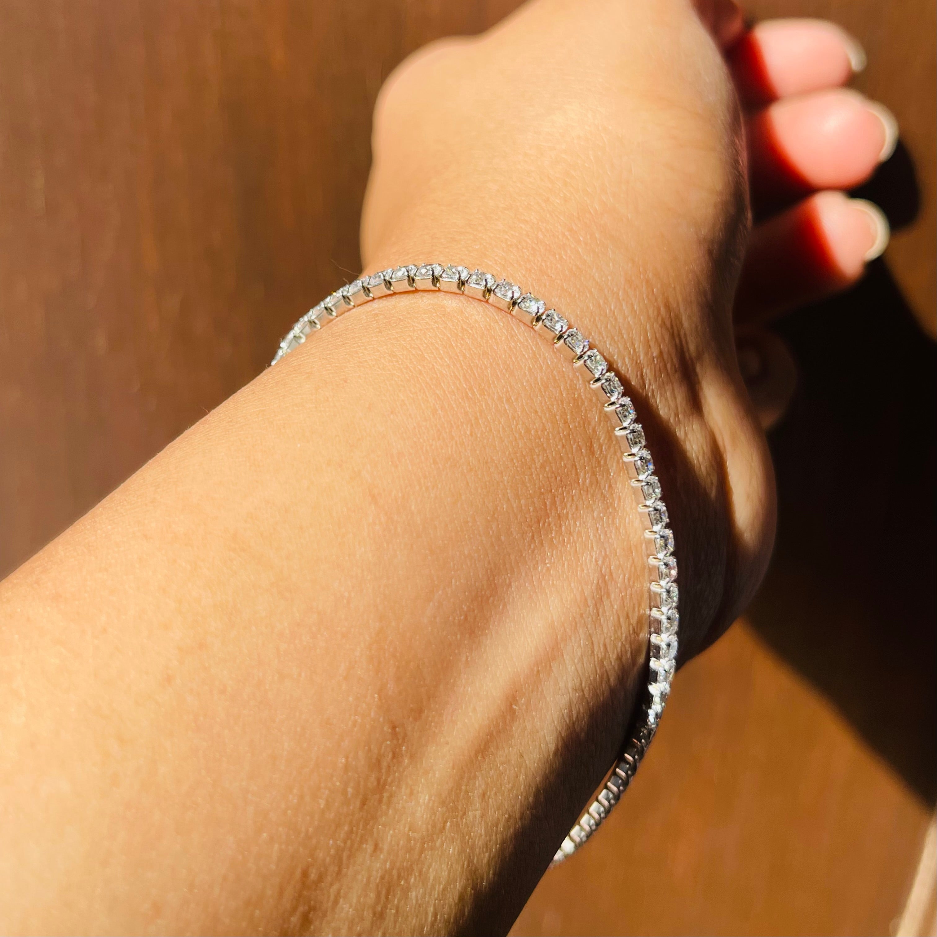 Minimal Solitaire Pure Silver Adjustable Bracelet- Single Layered