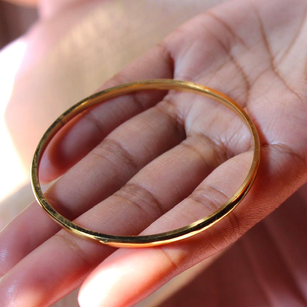 Classic Evergreen Silver Bangles in Gold- pair