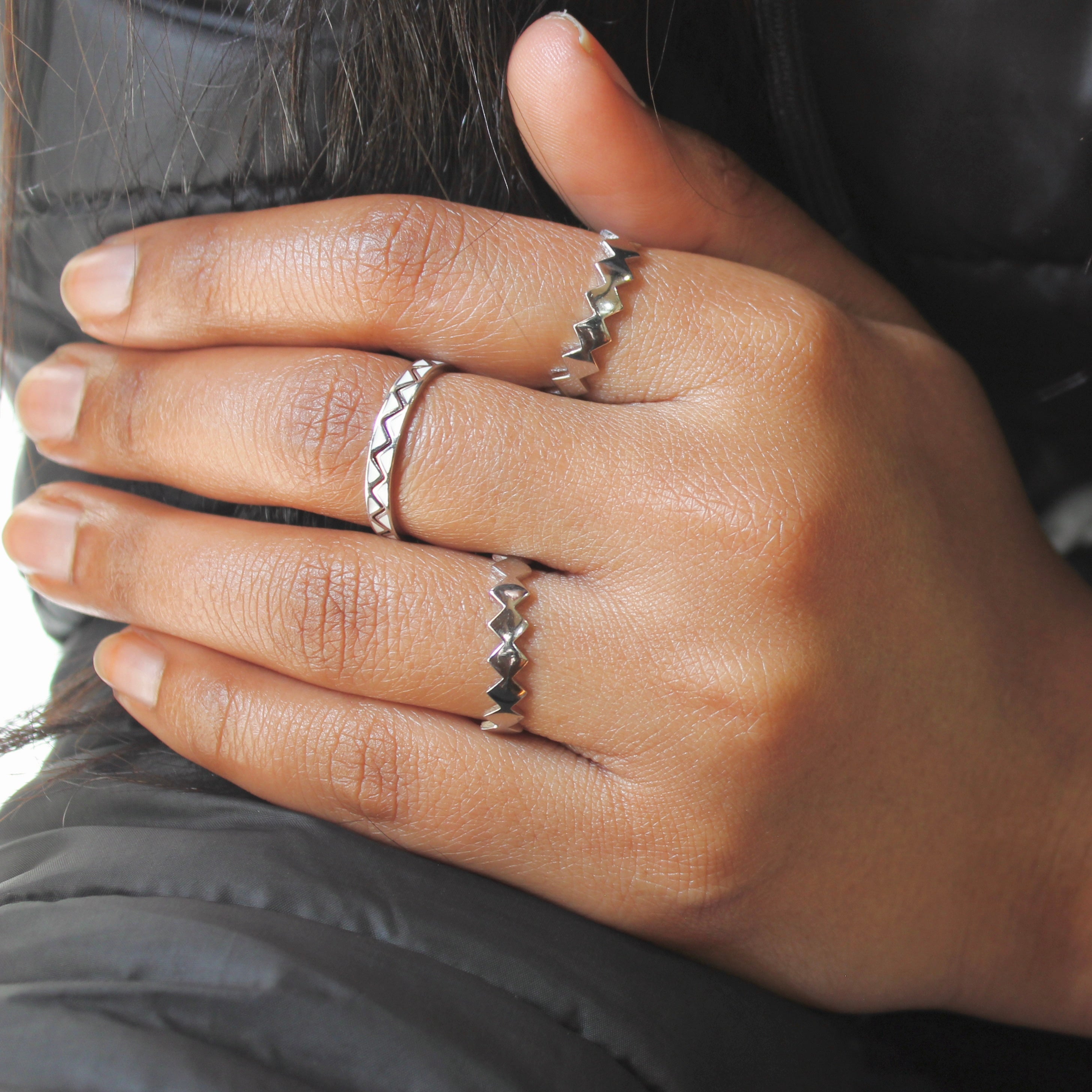 Zigzag 4-in-1 Pure Silver Minimal Ring