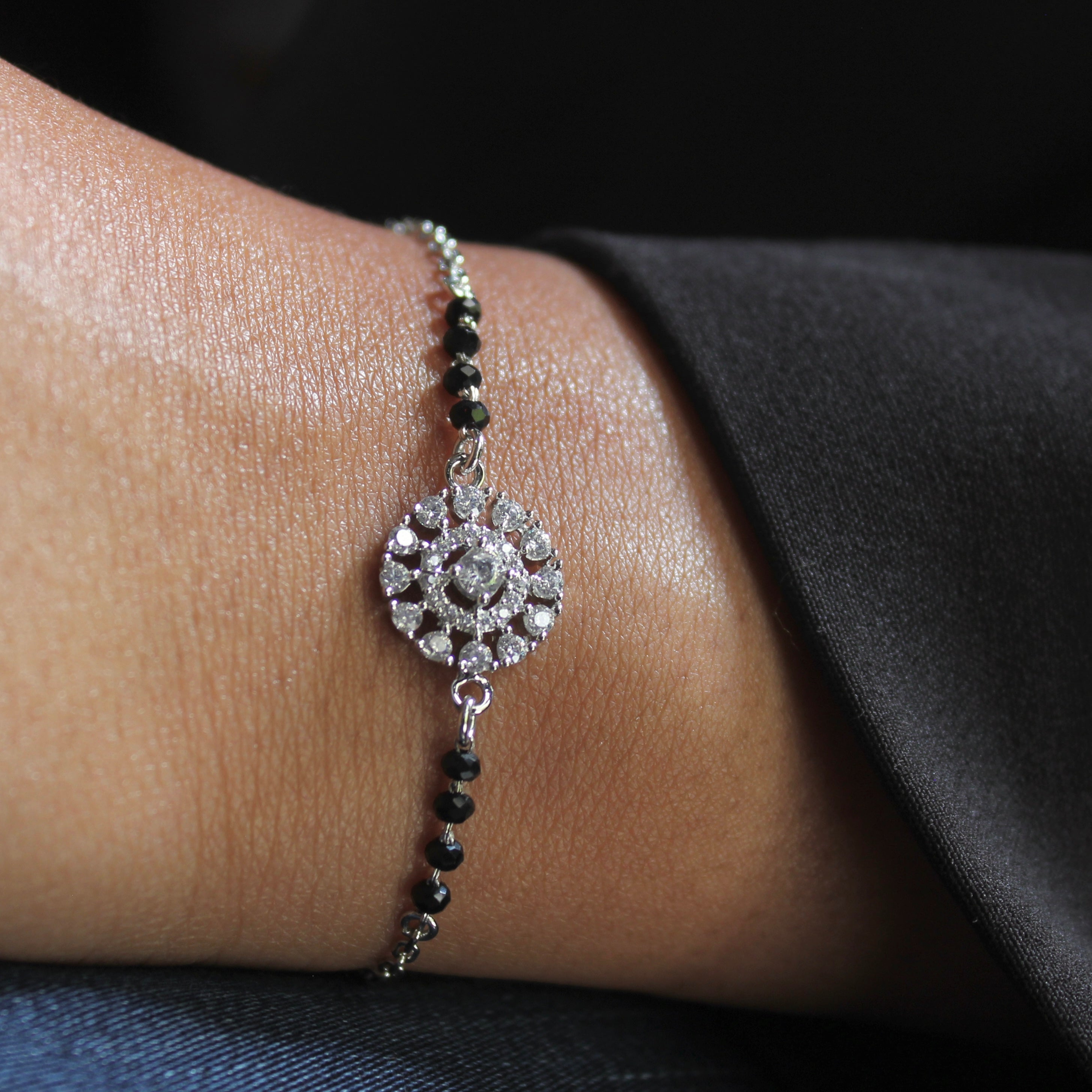 925 Silver Sunshine Zircon Minimal Mangalsutra Bracelet