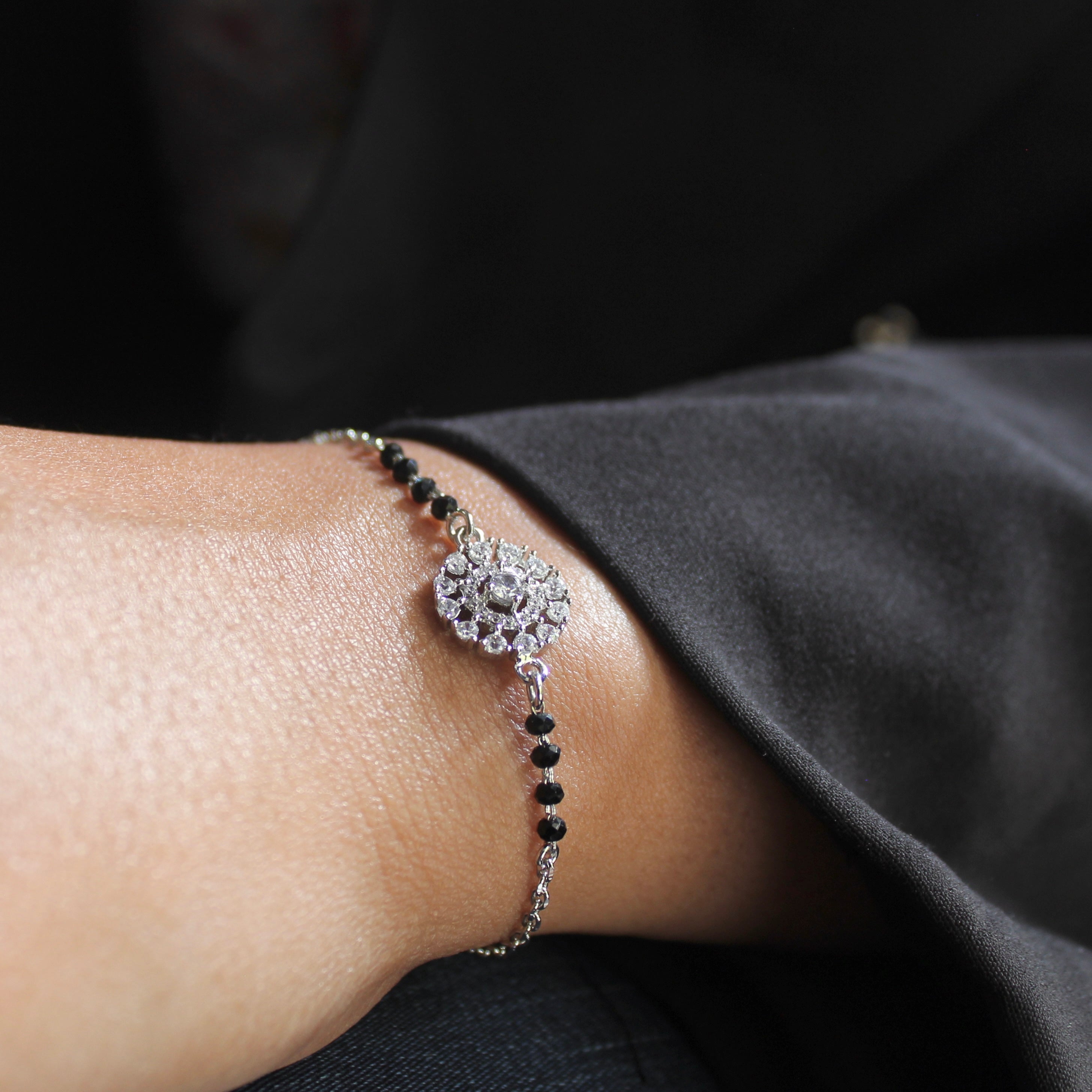 925 Silver Sunshine Zircon Minimal Mangalsutra Bracelet