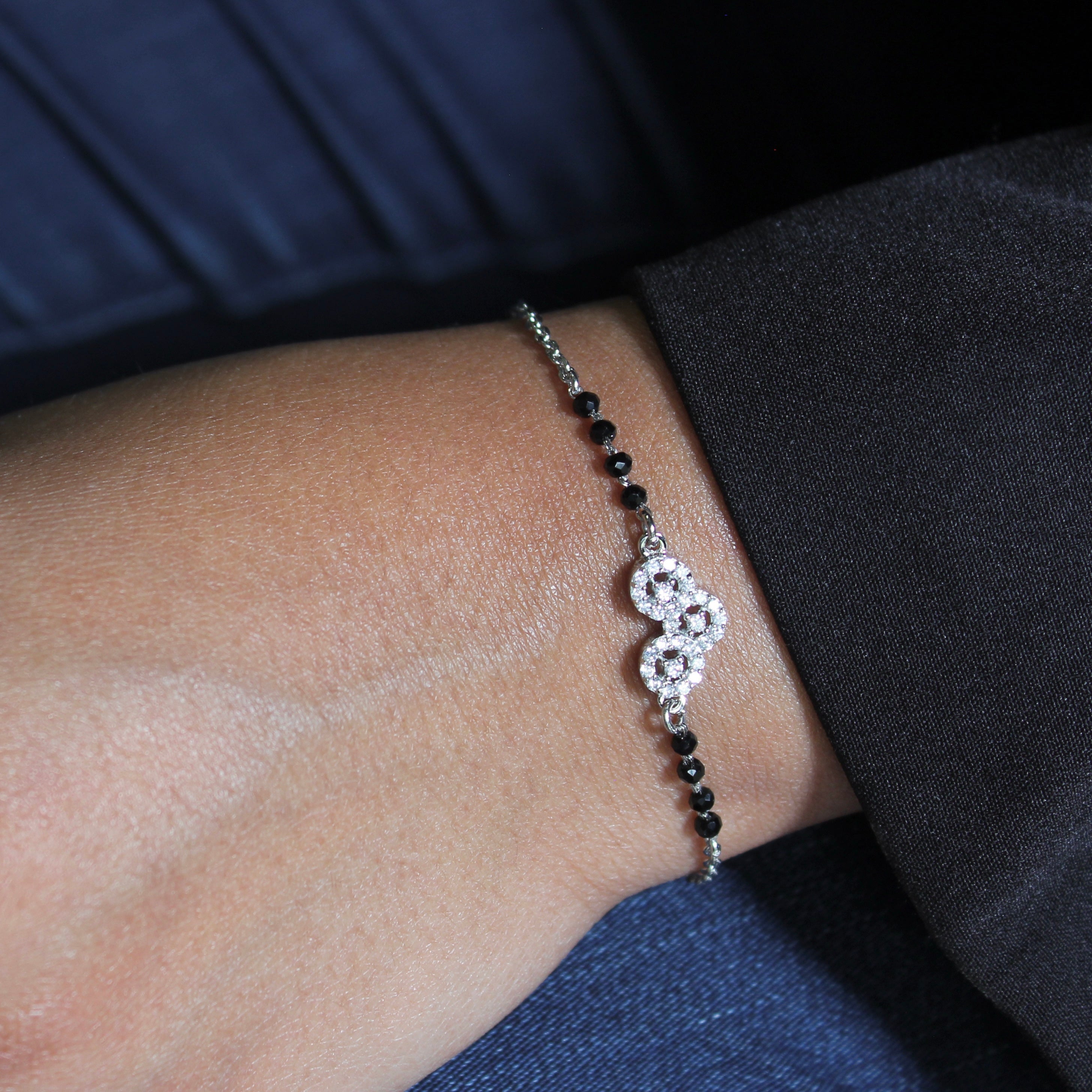 925 Silver Triple Zircon Minimal Mangalsutra Bracelet