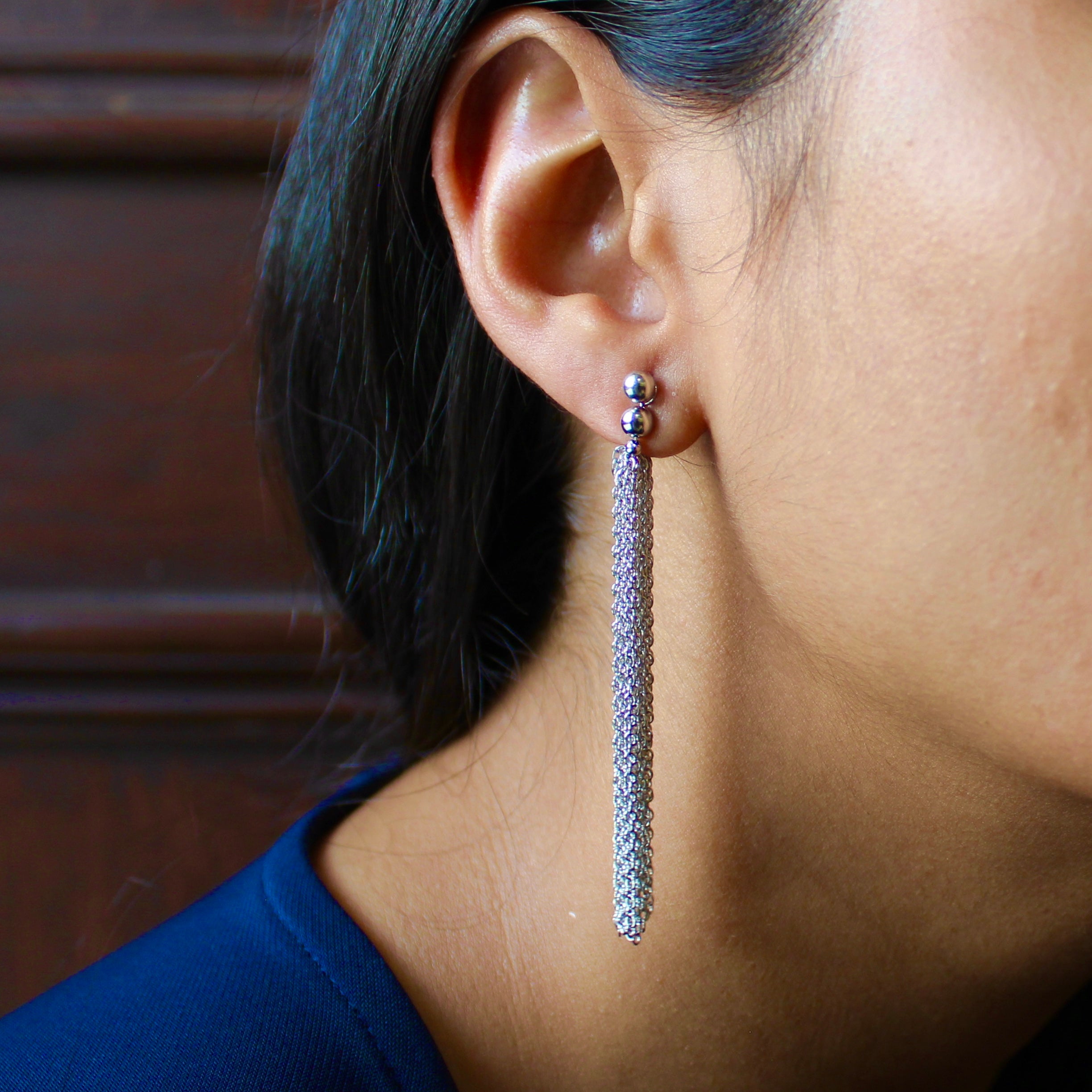 Chains Hanging Heavy Earrings in 925 Silver