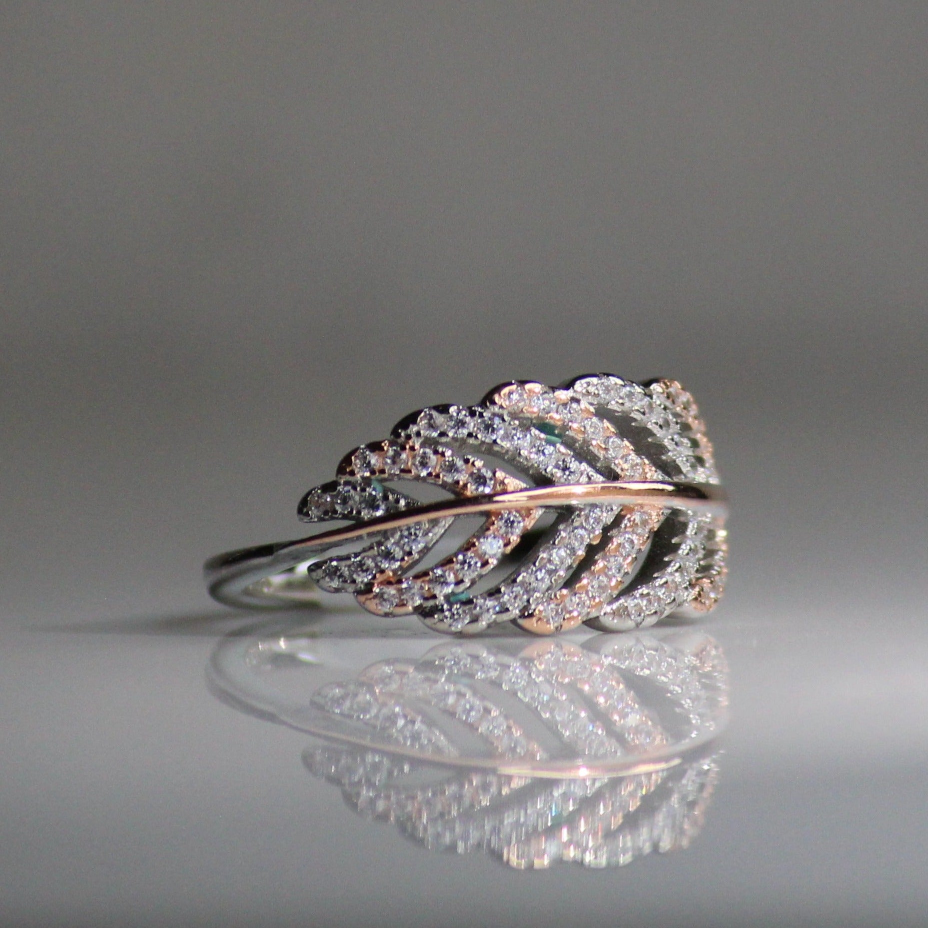 Leaf Rose Gold 925 Silver Ring