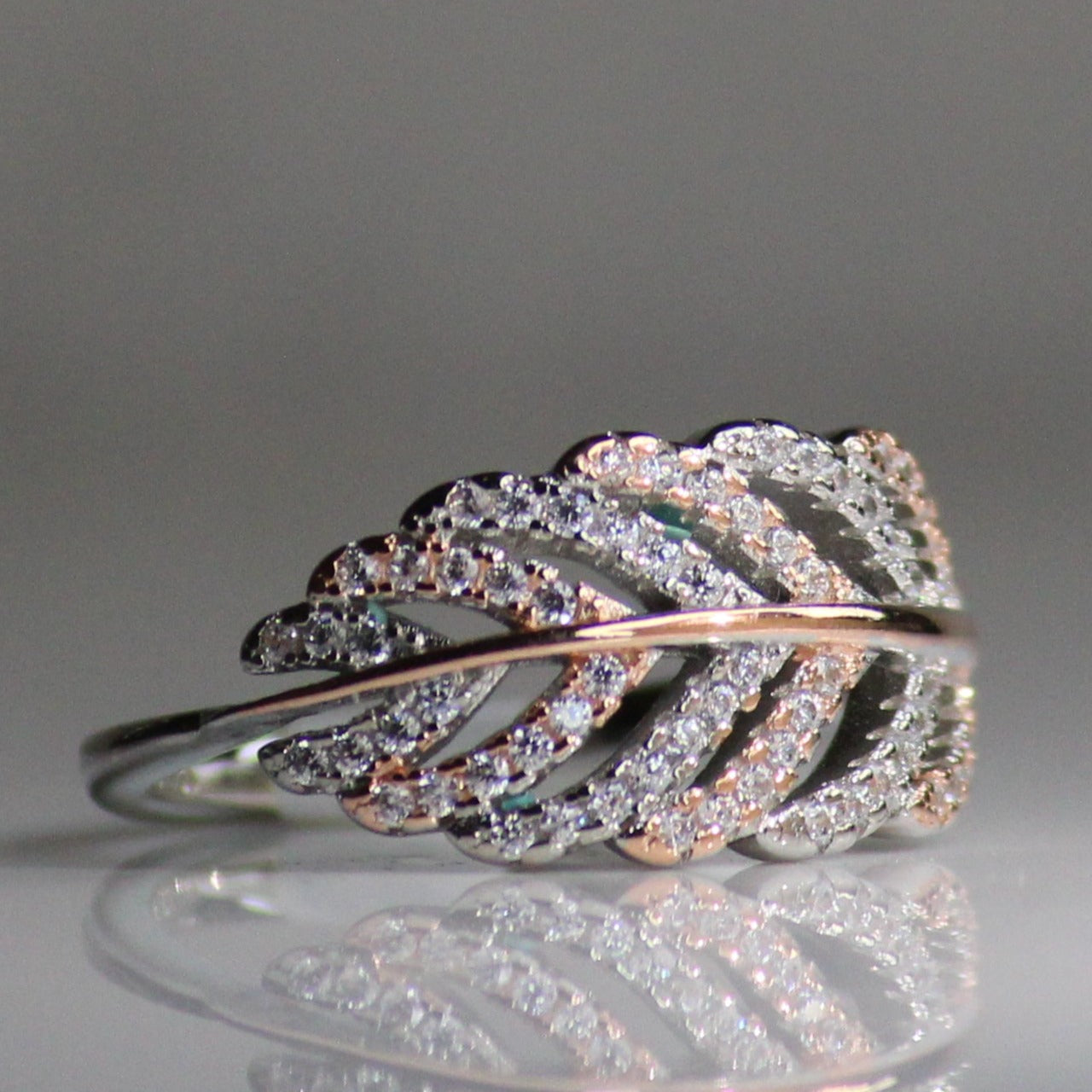 Leaf Rose Gold 925 Silver Ring