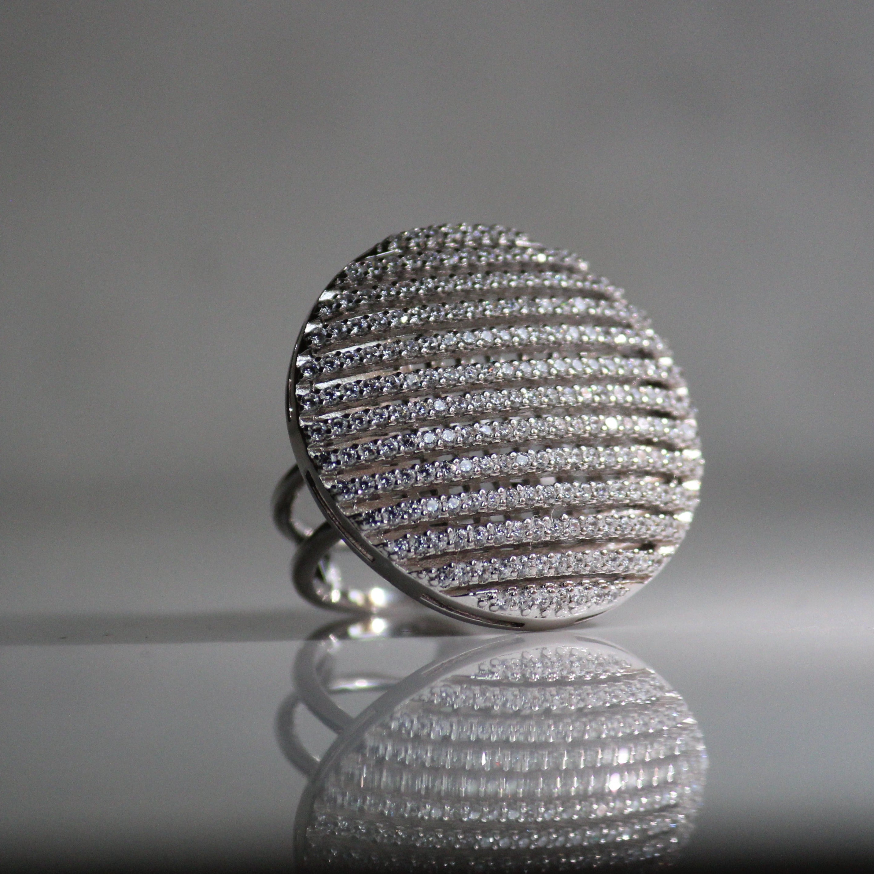 Big Round Net 925 sterling silver Ring