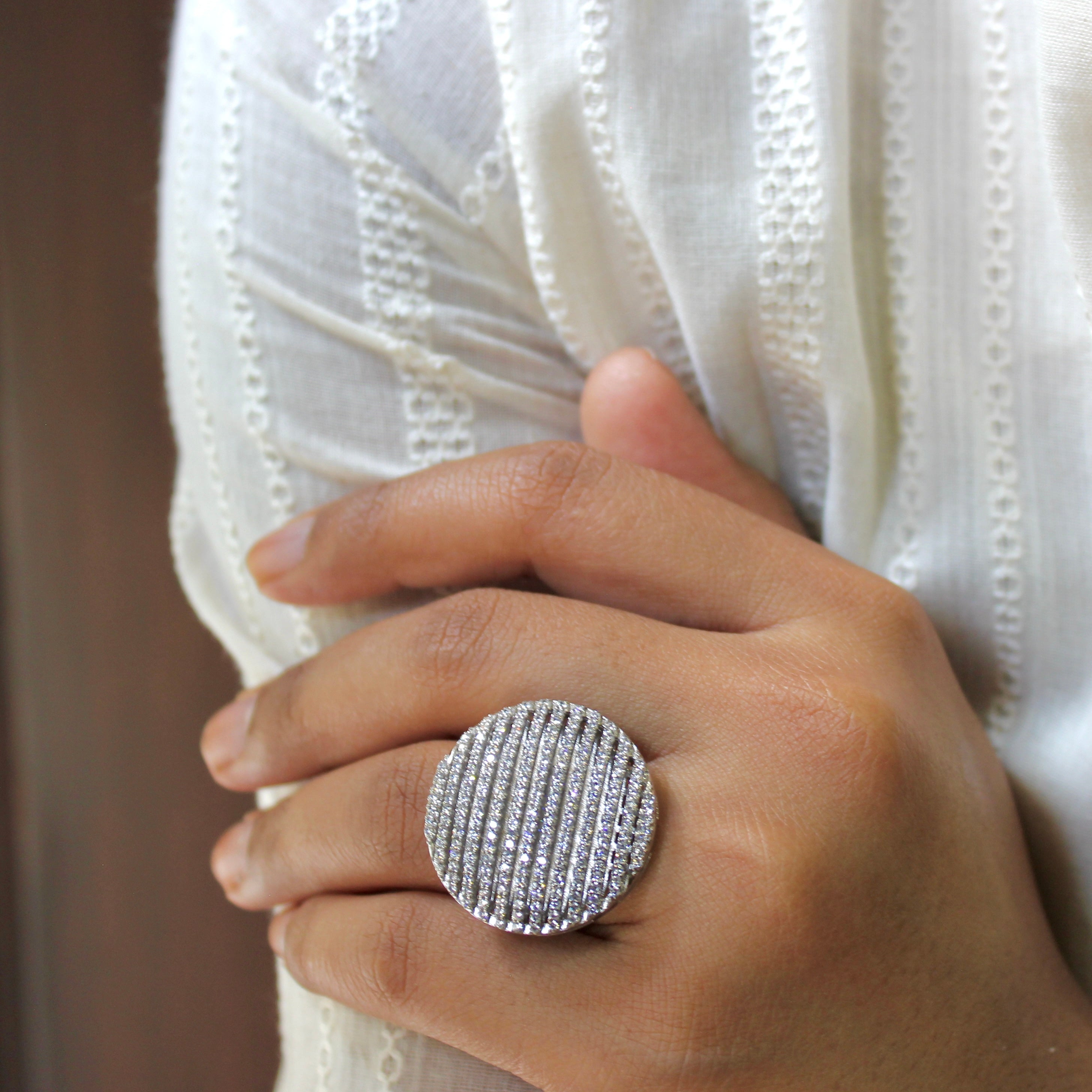 Big Round Net 925 Pure Silver Ring