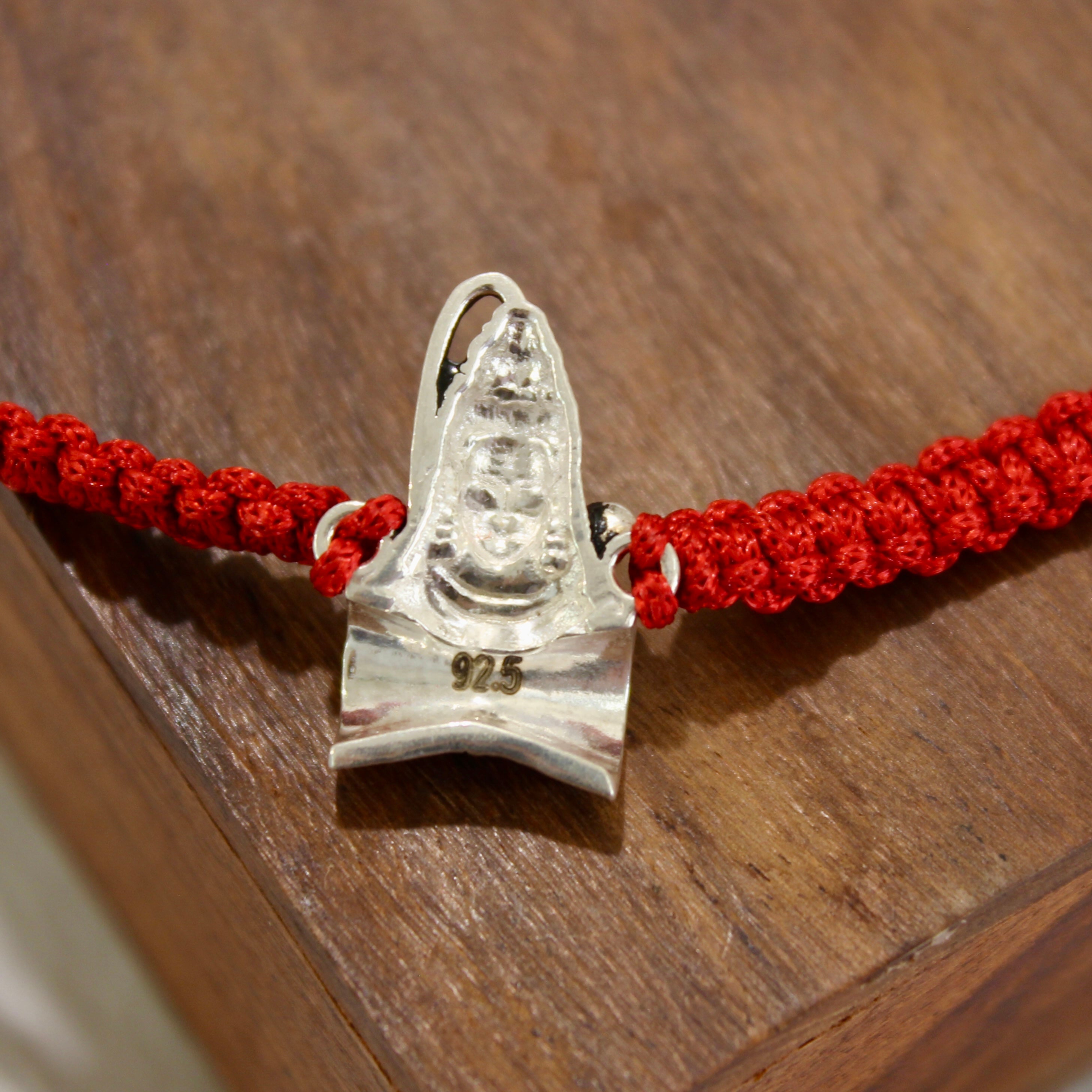 MAHADEV WITH DAMRU 925 silver red thread rakhi