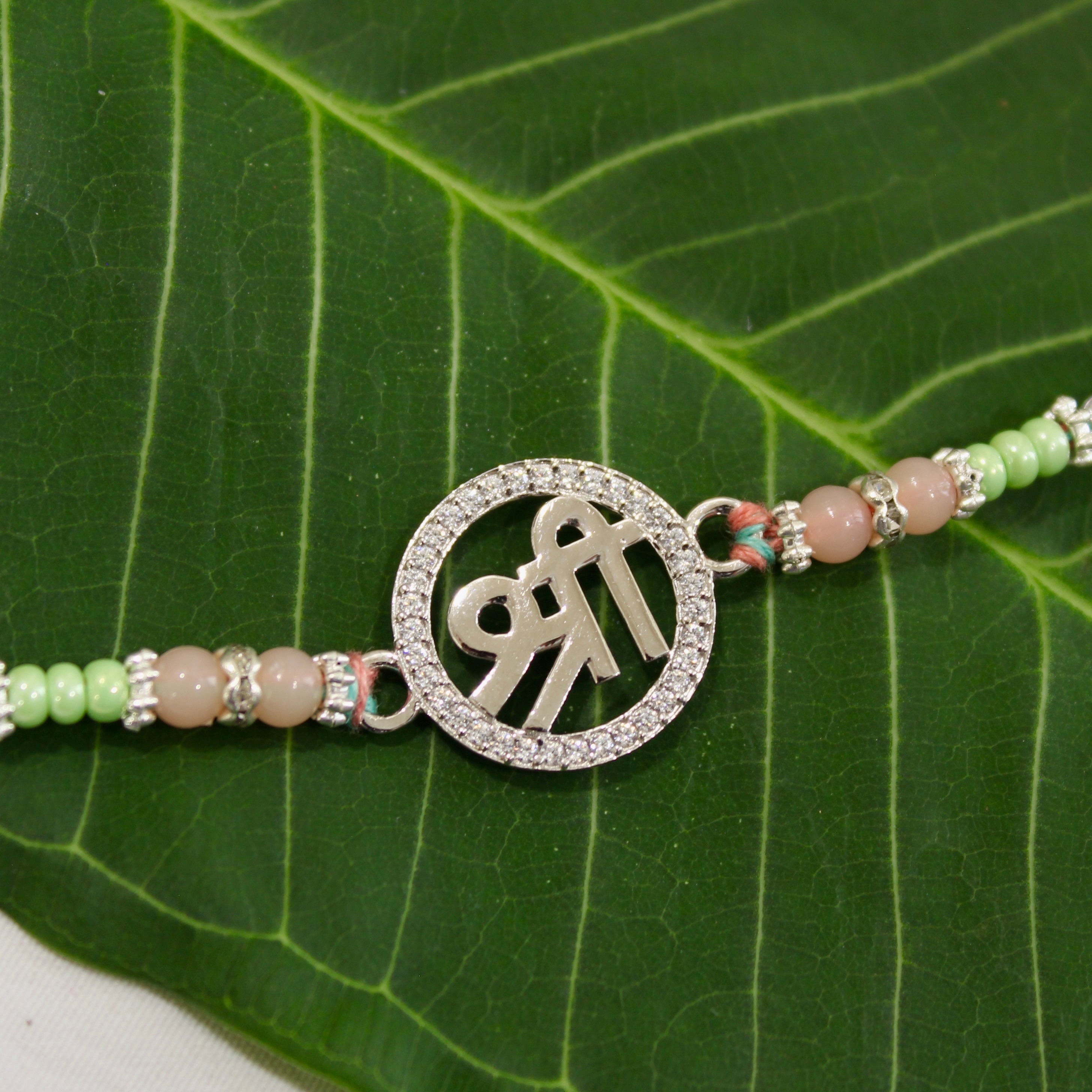 SHREE 925 silver peach thread Rakhi