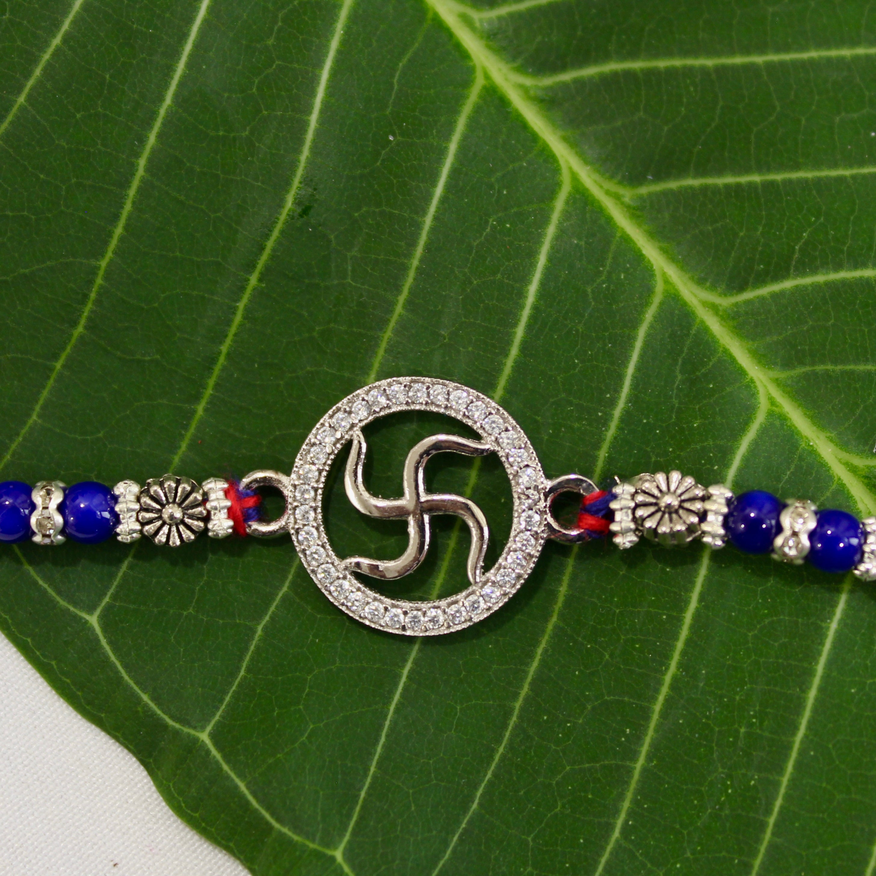 SATIYA CURVY 925 silver red thread rakhi