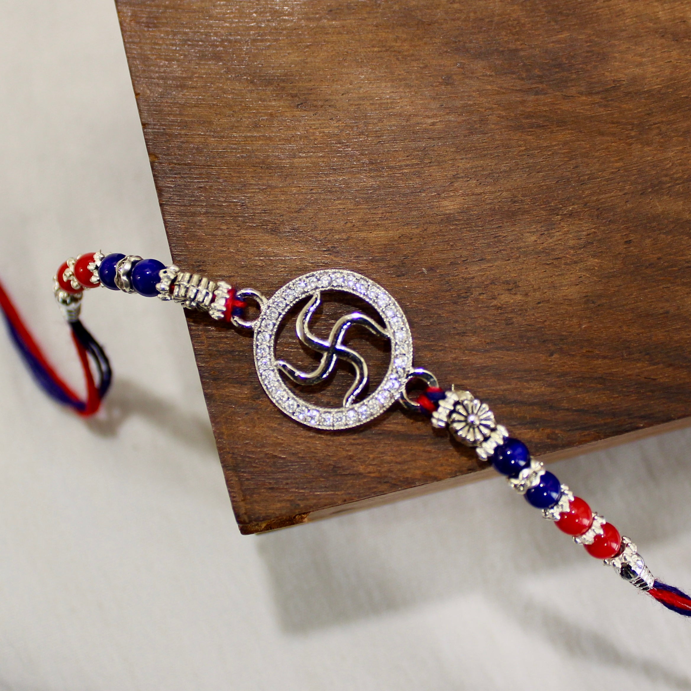 SATIYA CURVY 925 silver red thread rakhi