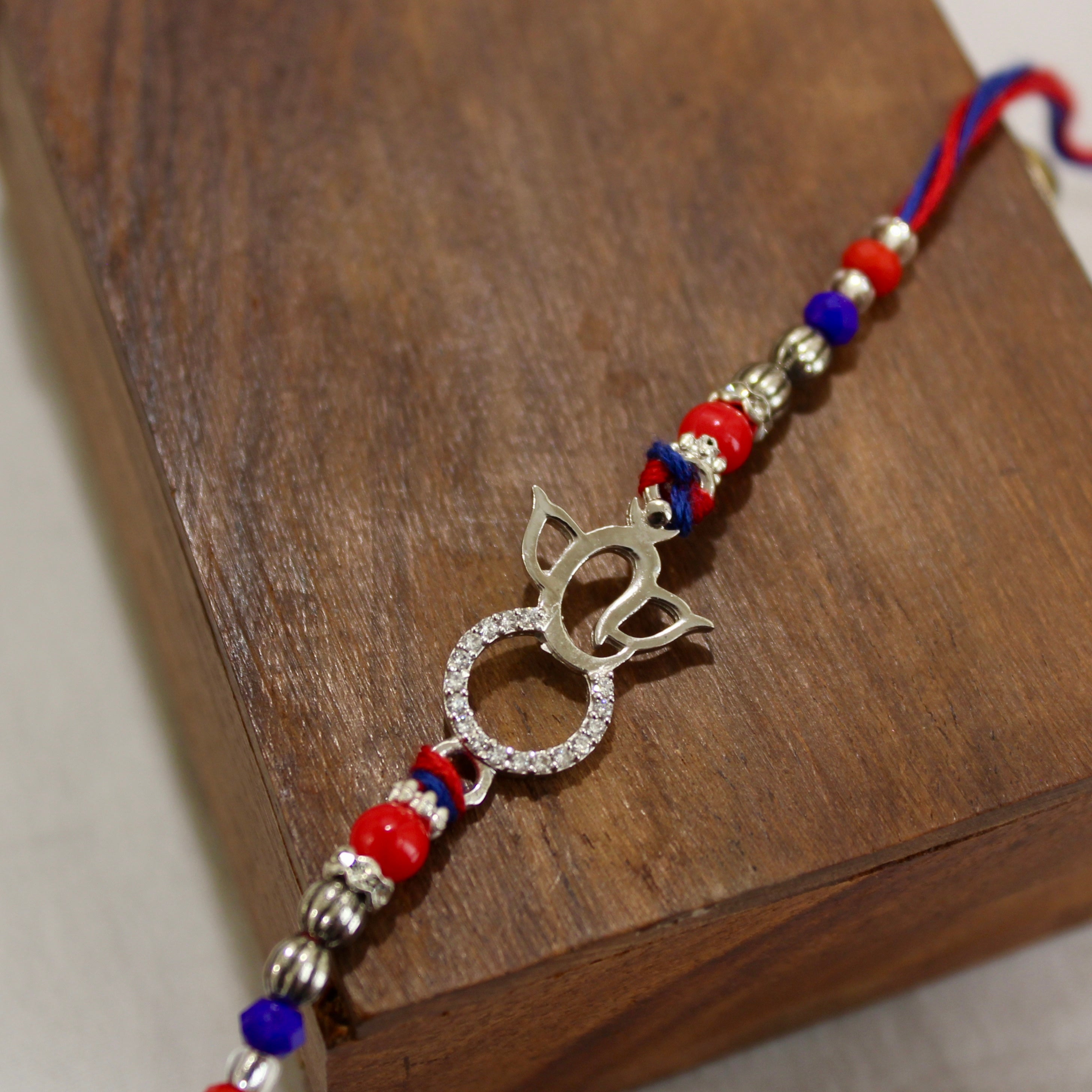 LORD GANESHA 925 silver red thread rakhi