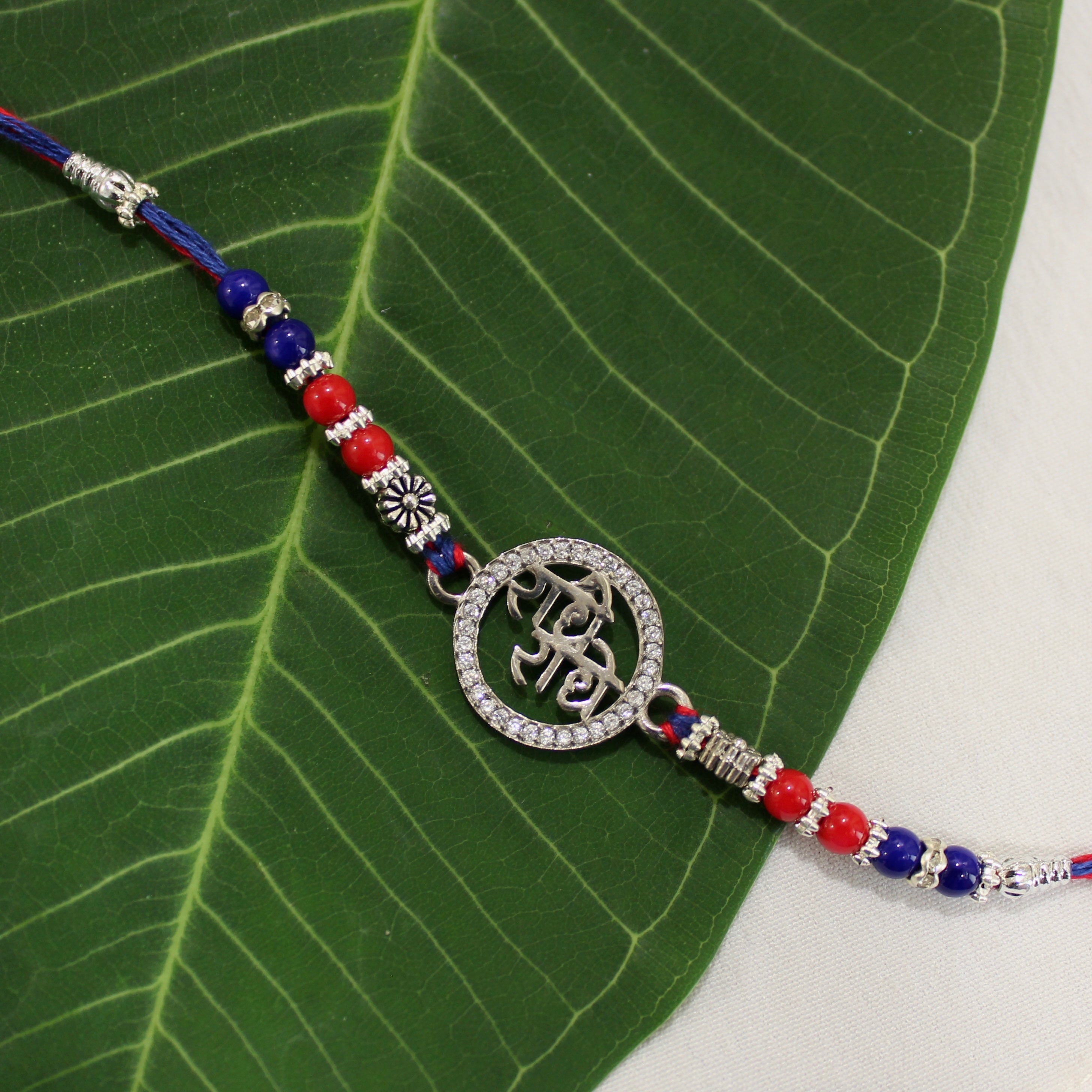 RADHE RADHE 925 silver red thread rakhi