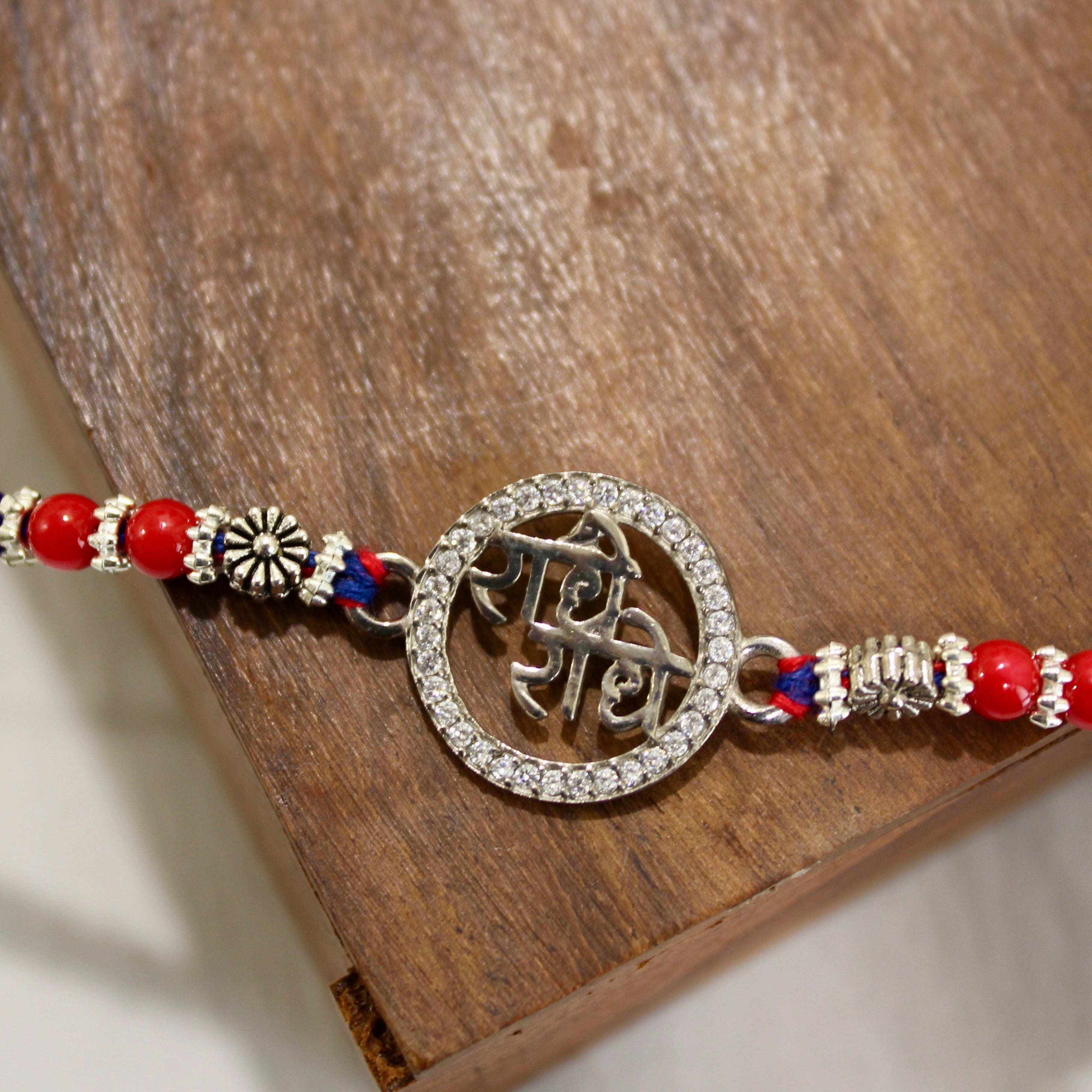 RADHE RADHE 925 silver red thread rakhi
