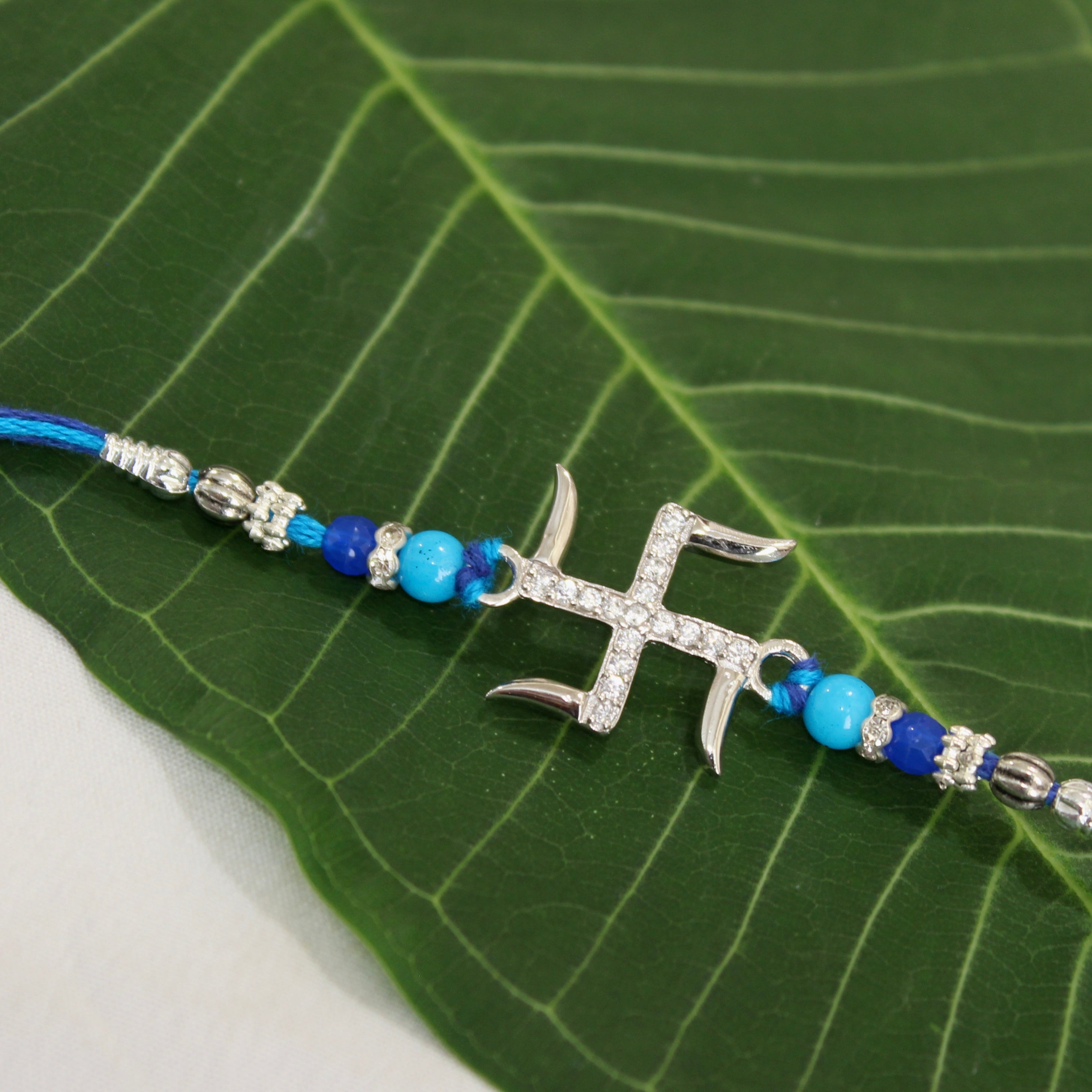 BIG SATIYA 925 silver blue thread rakhi