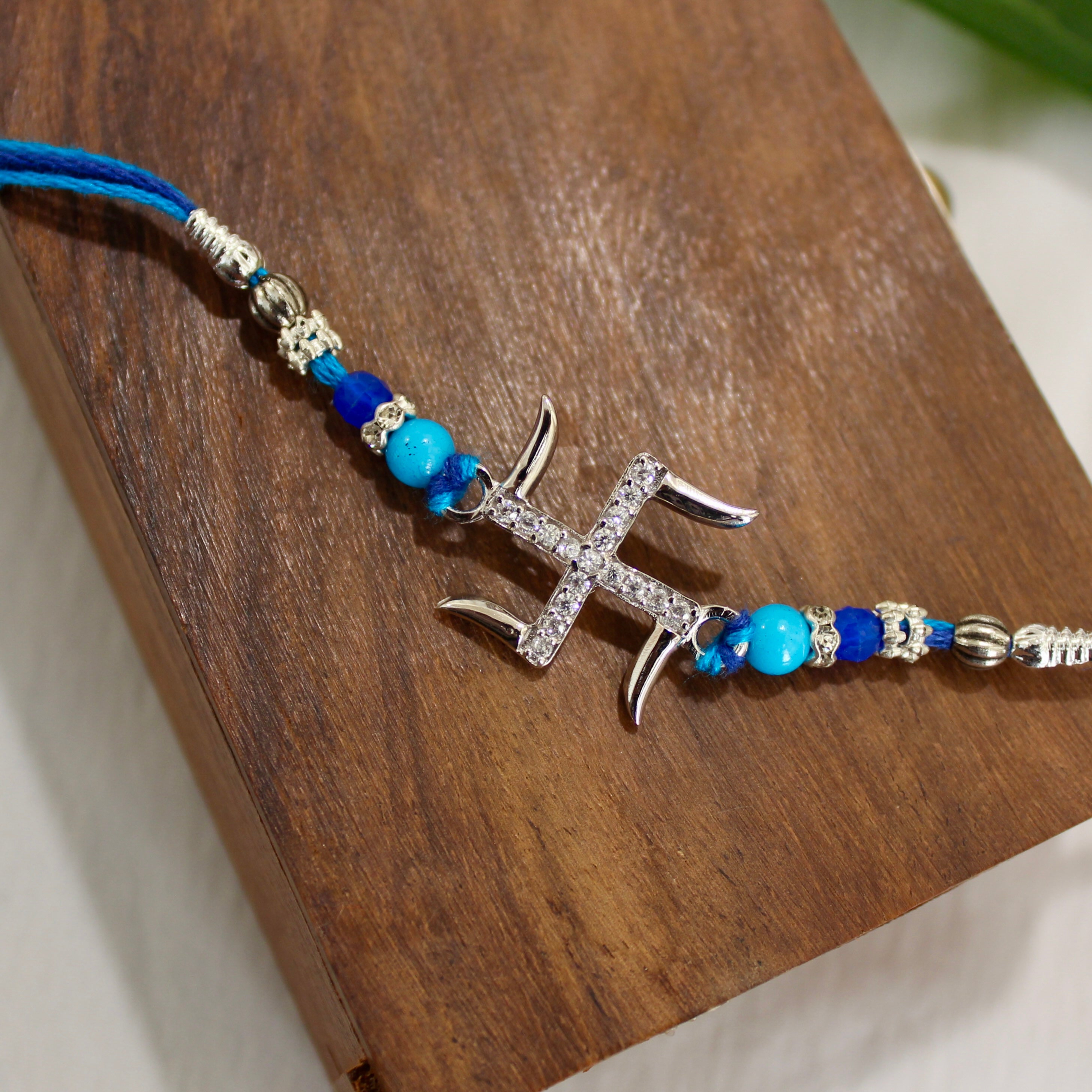 BIG SATIYA 925 silver blue thread rakhi