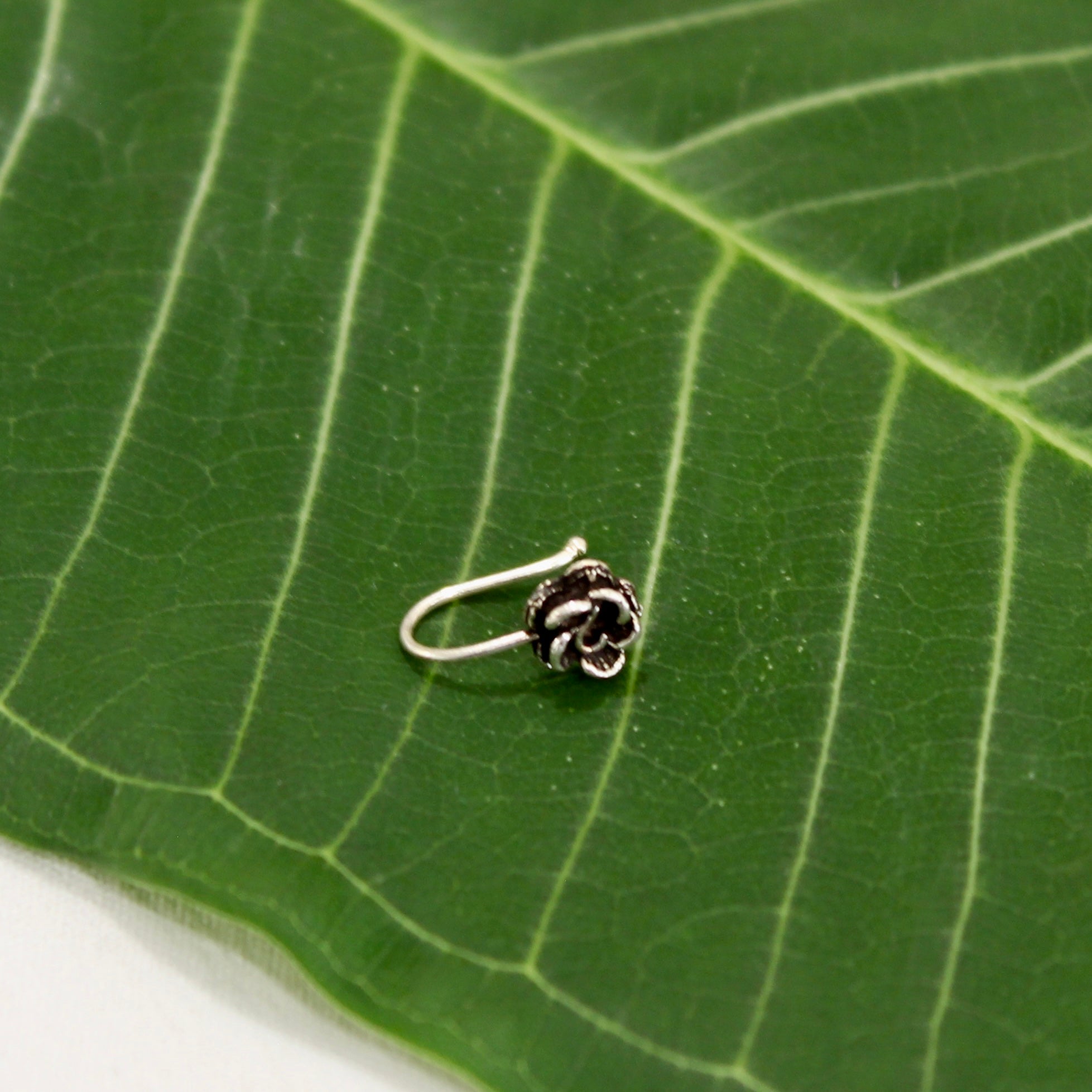 Rose adjustable 925 pure silver nosepin- Non pierced
