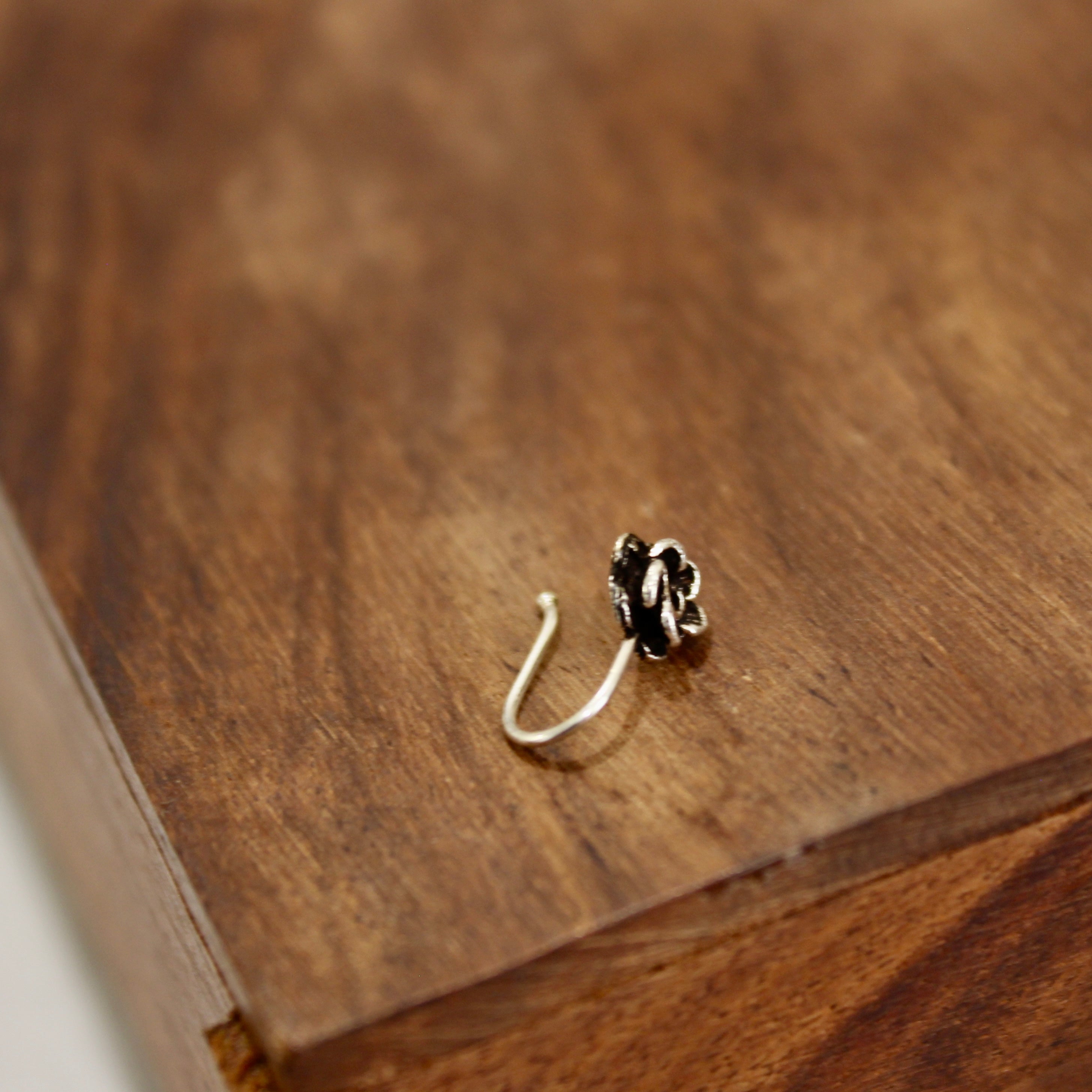Rose adjustable 925 pure silver nosepin- Non pierced