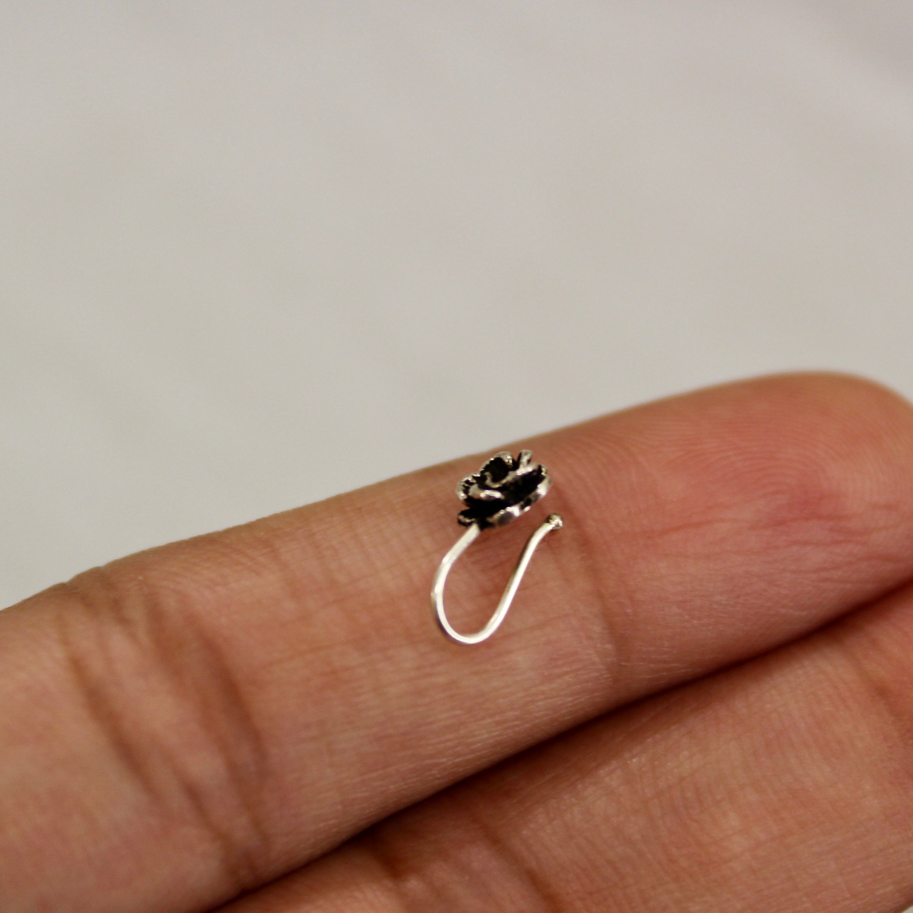Rose adjustable 925 pure silver nosepin- Non pierced