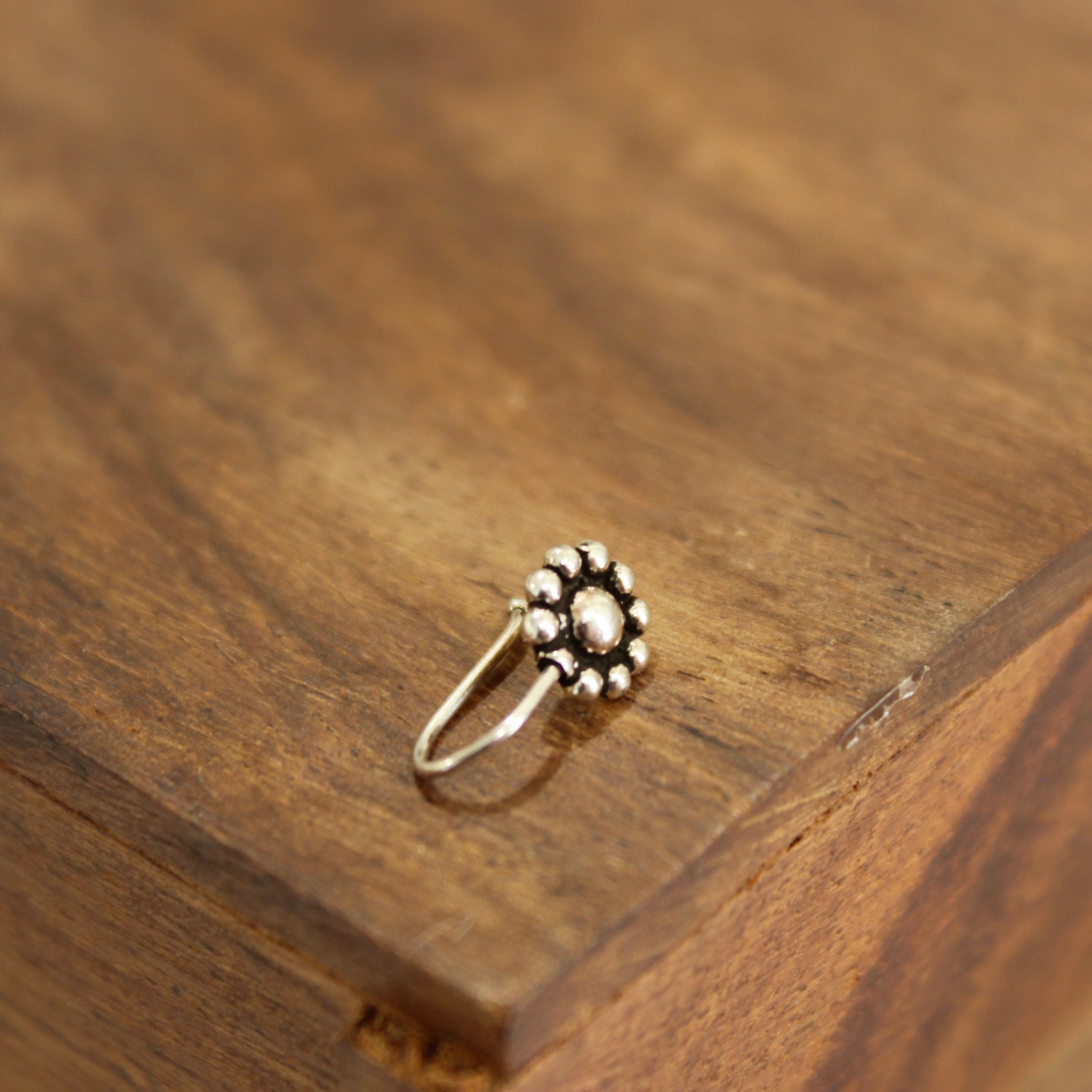 Classic flower adjustable 925 pure silver nosepin-Non pierced