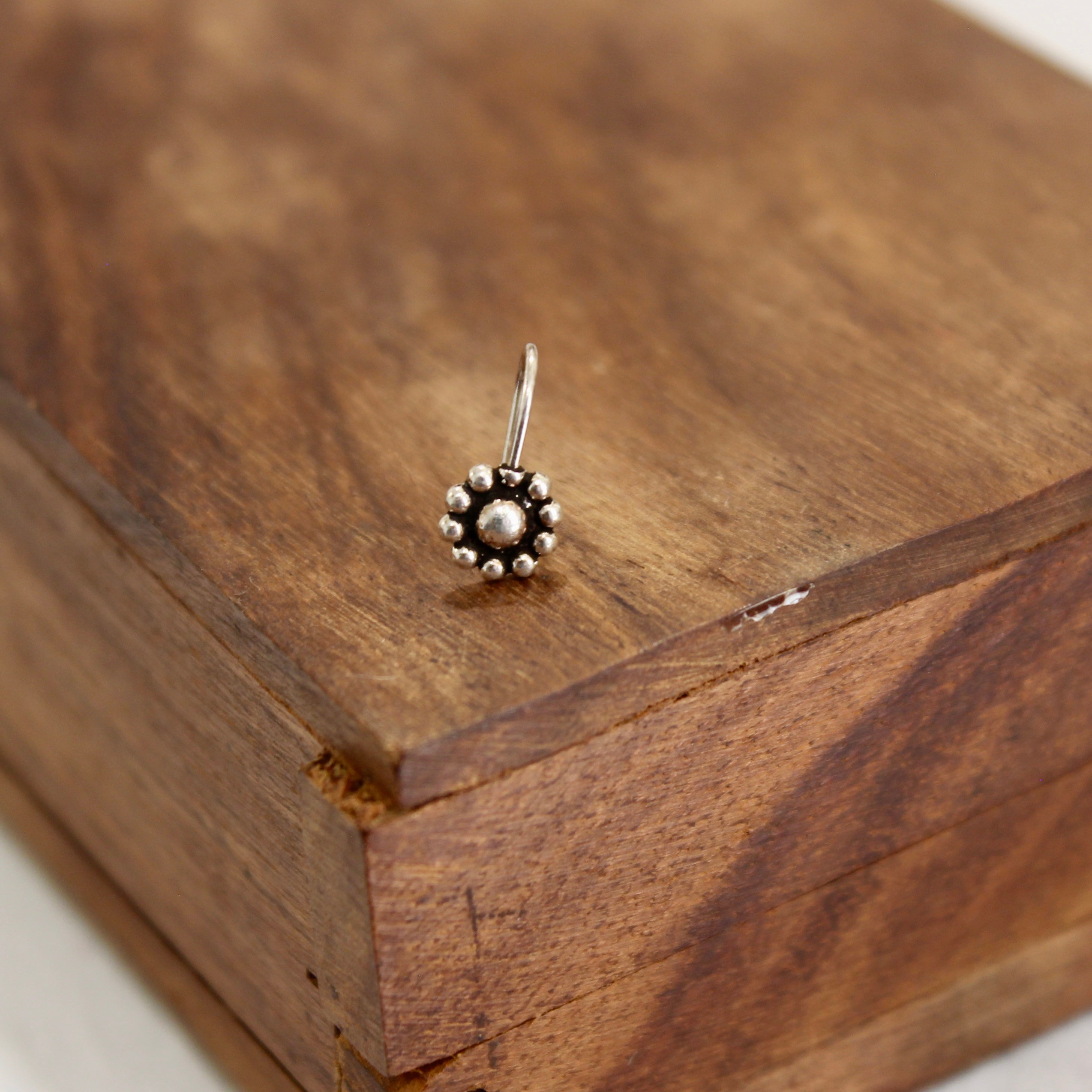 Classic flower adjustable 925 pure silver nosepin-Non pierced