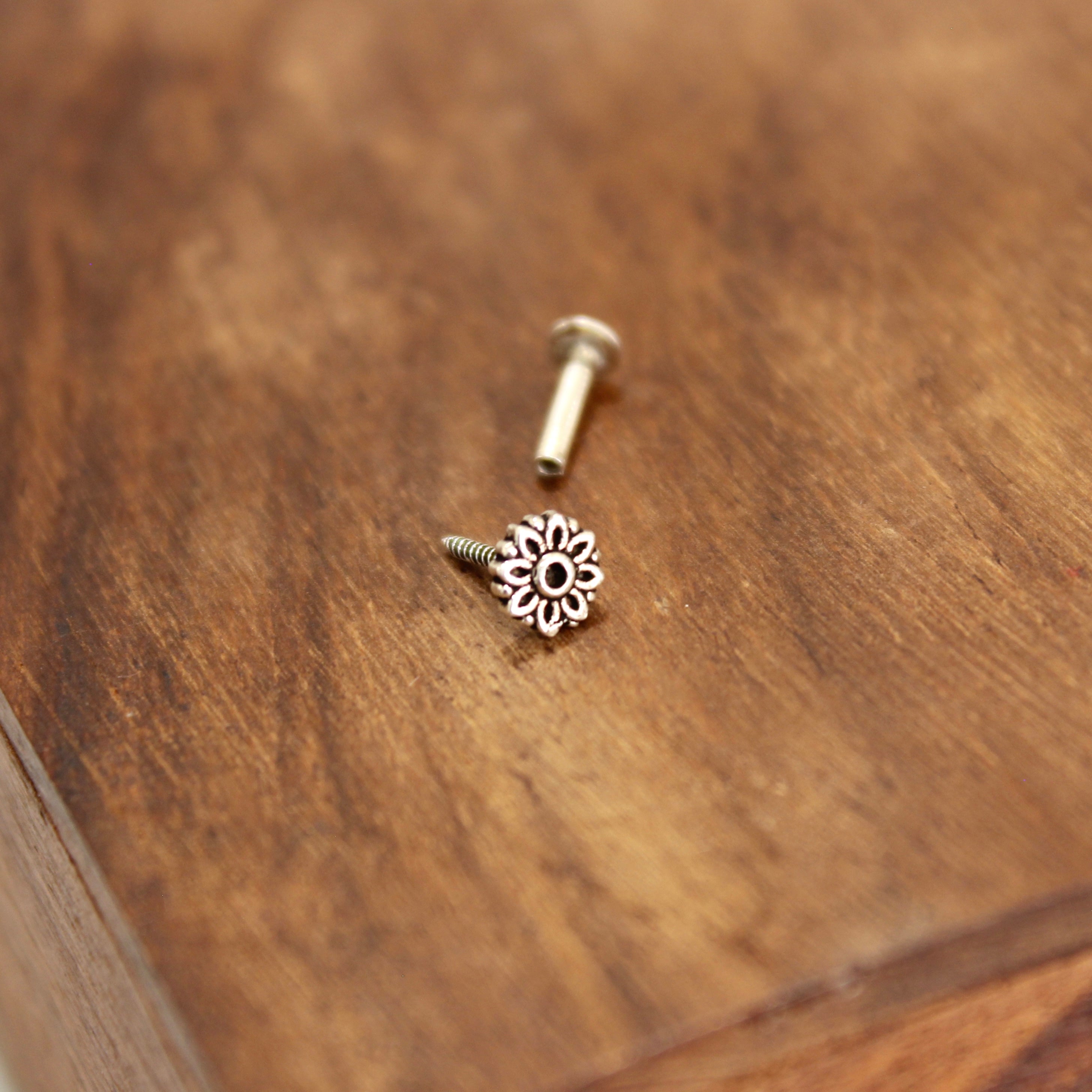 Sunflower 925 pure silver nosepin- Pierced