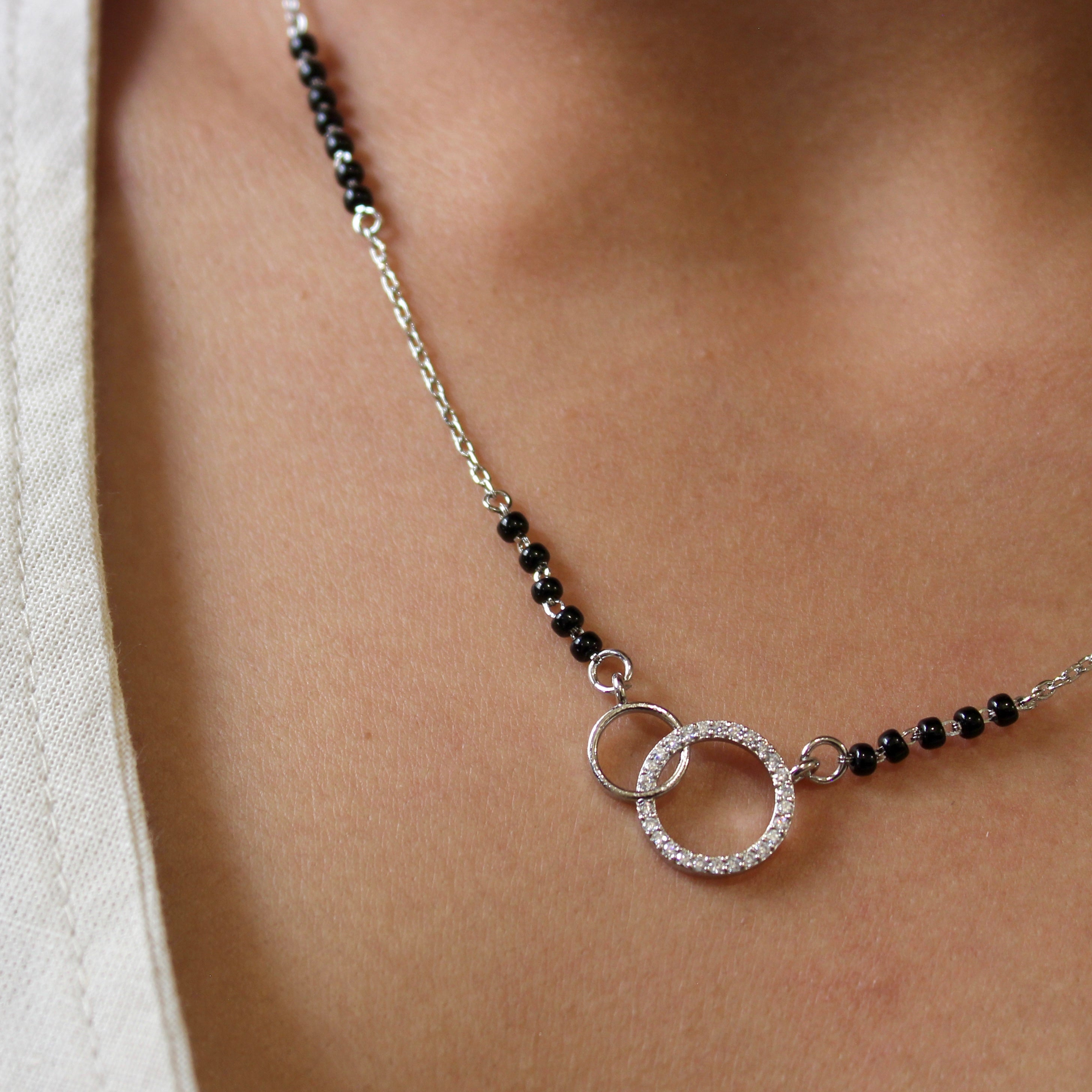 Interconnecting Zircon Stones Mangalsutra in 925 Silver