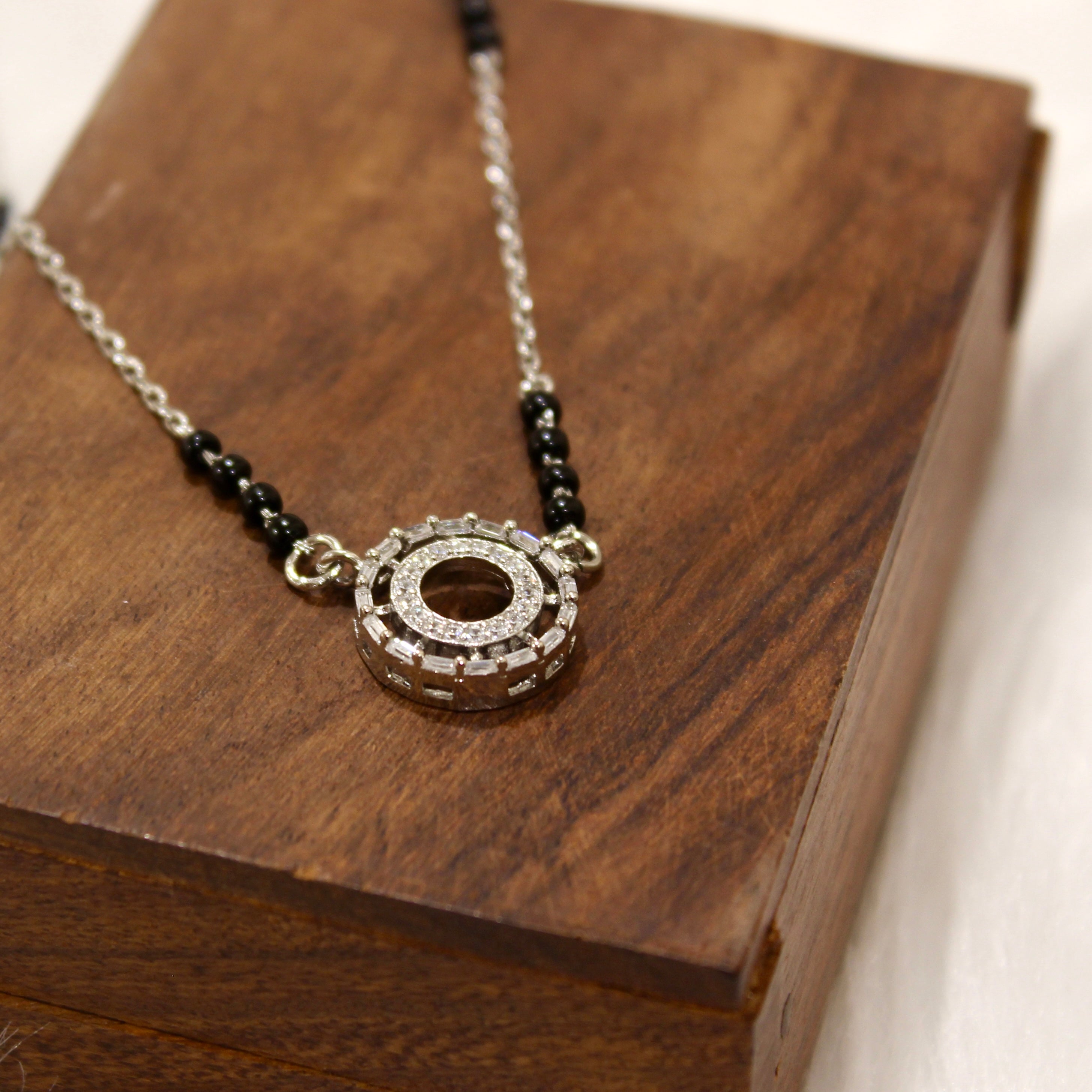 Multi-circle Zircon Stones Mangalsutra in 925 Silver