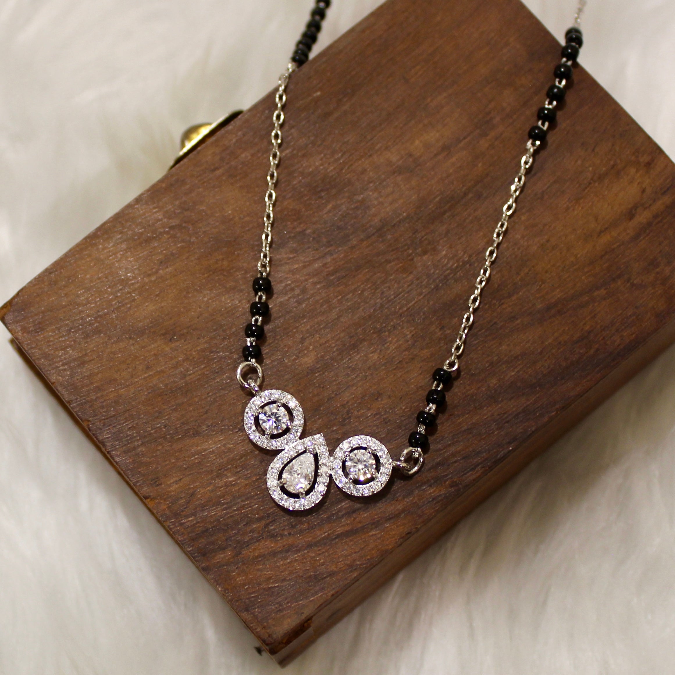 Multi-elements Solitaire Stone Mangalsutra in 925 Silver