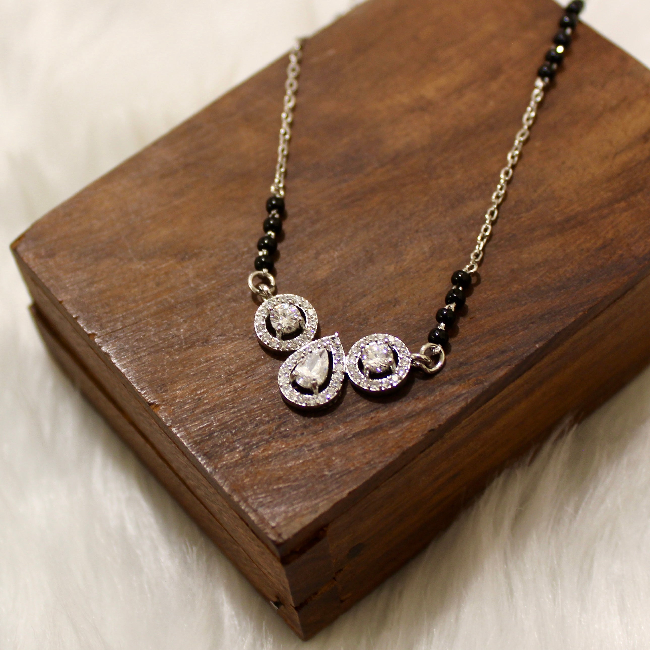 Multi-elements Solitaire Stone Mangalsutra in 925 Silver