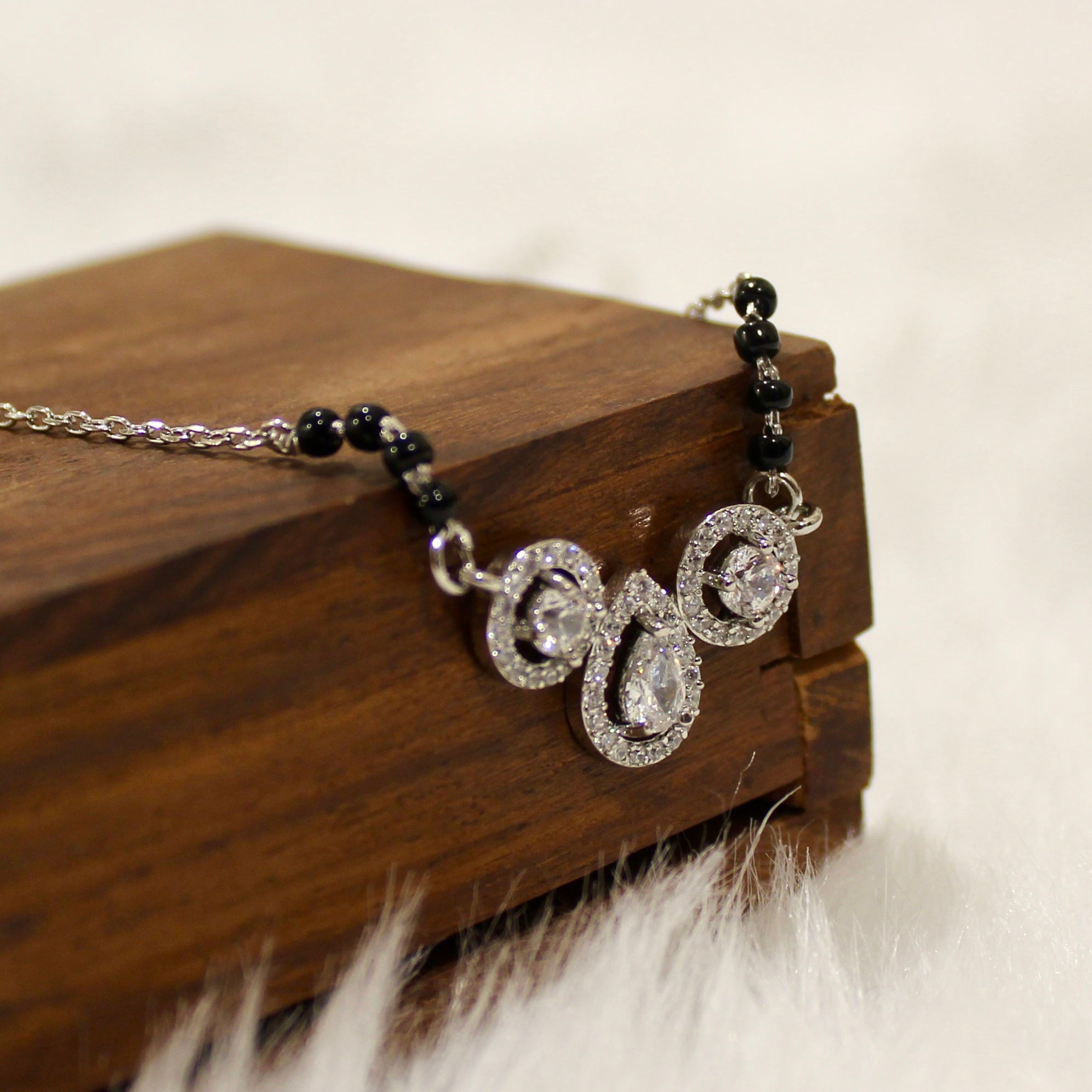 Multi-elements Solitaire Stone Mangalsutra in 925 Silver