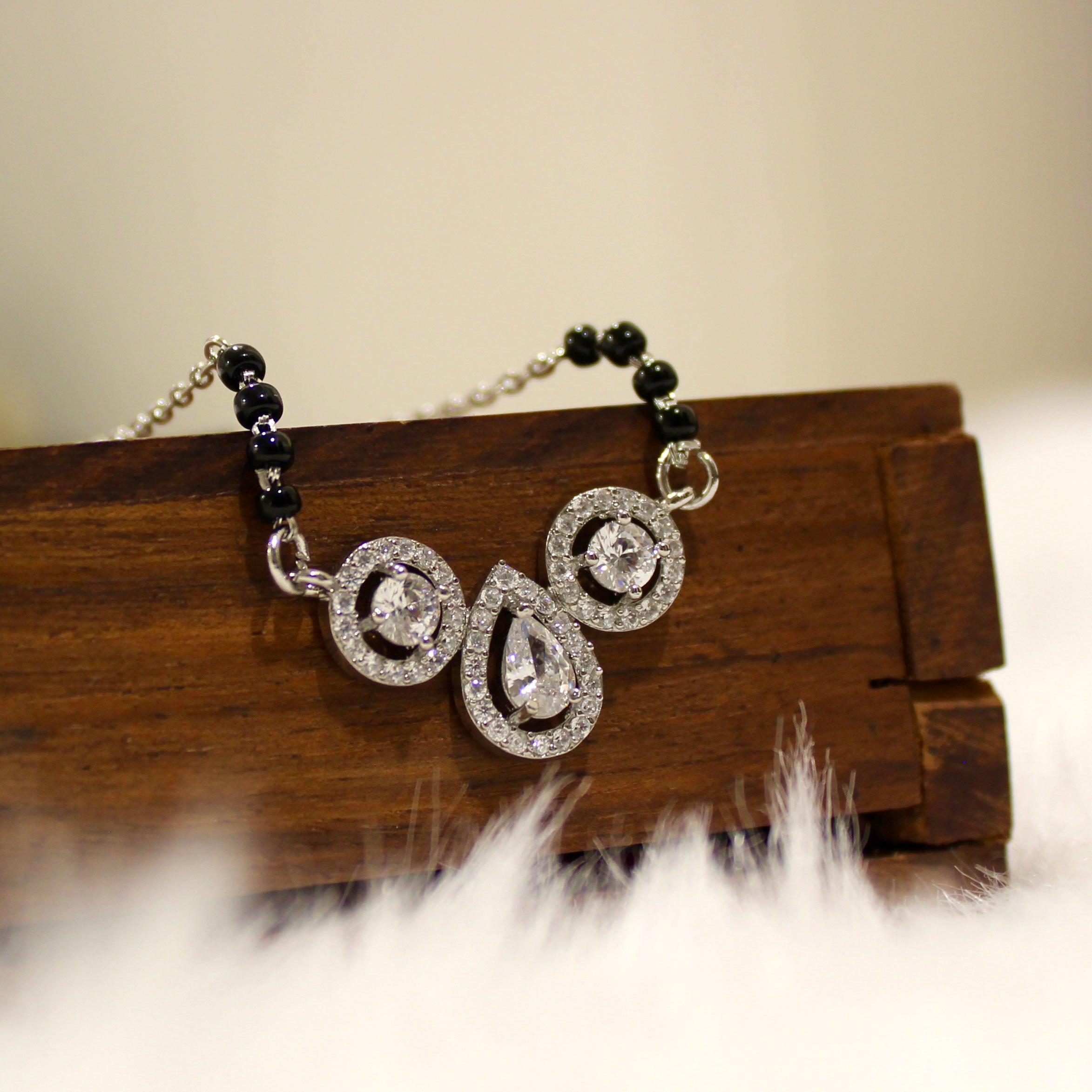 Multi-elements Solitaire Stone Mangalsutra in 925 Silver