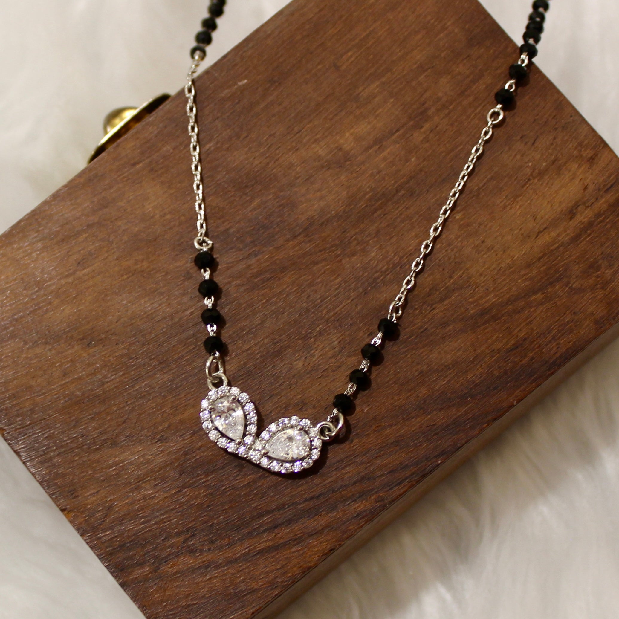 2 Oval Solitaire Stone Mangalsutra in 925 Silver