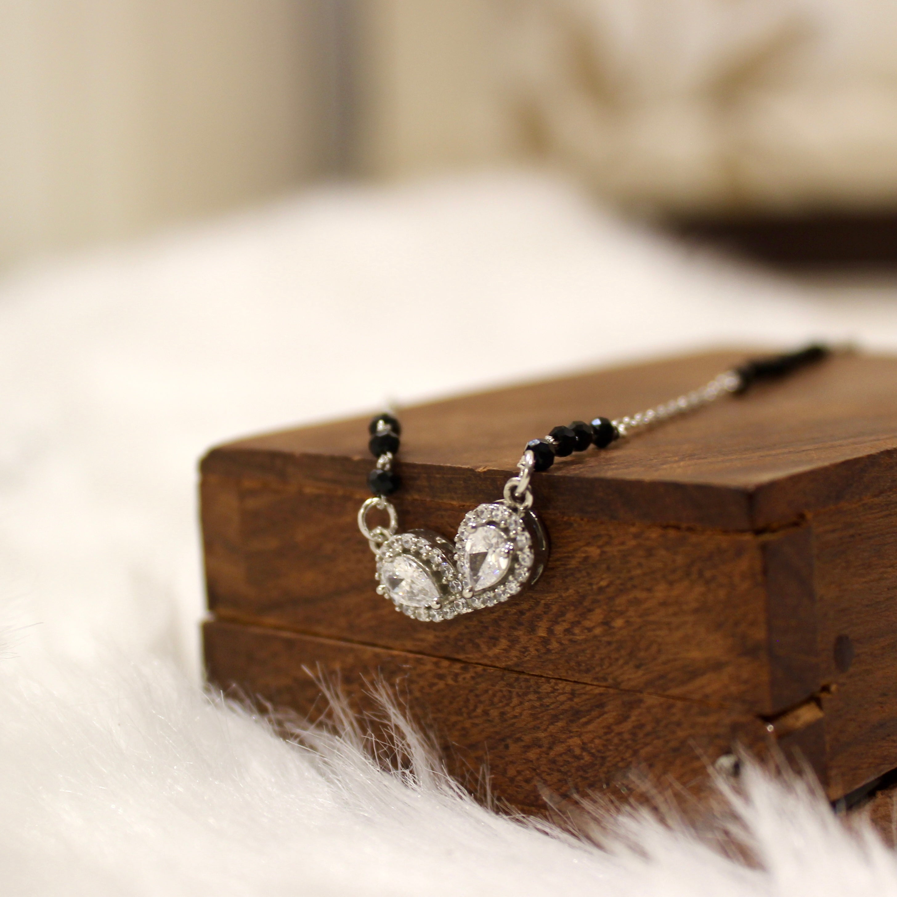 2 Oval Solitaire Stone Mangalsutra in 925 Silver