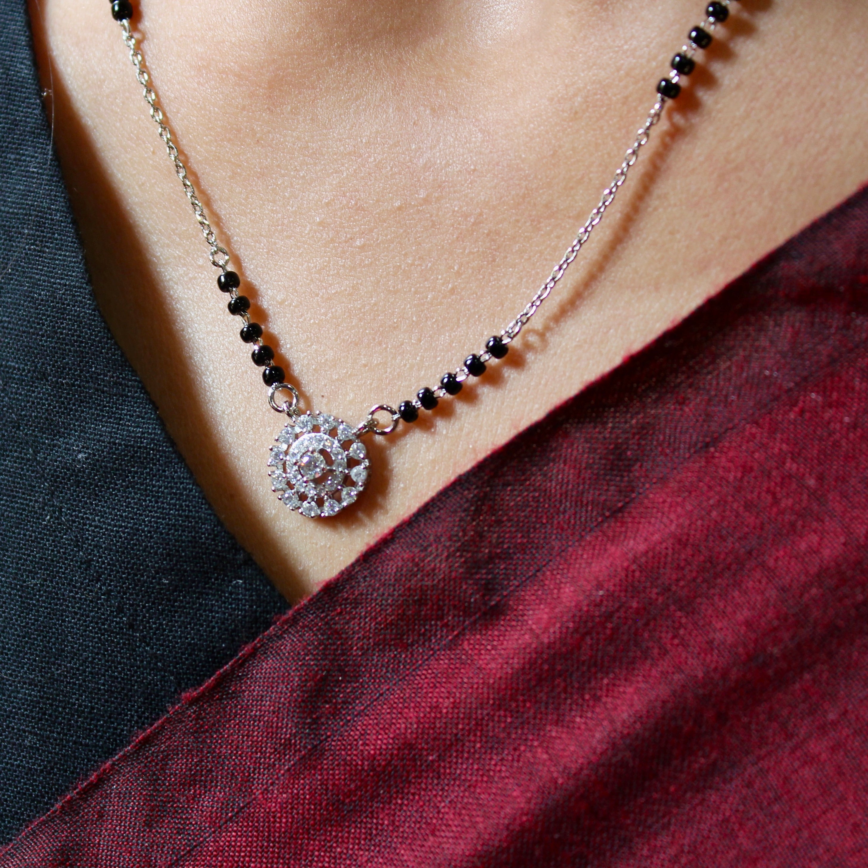 Sunshine Zircon Stones Mangalsutra in 925 Silver