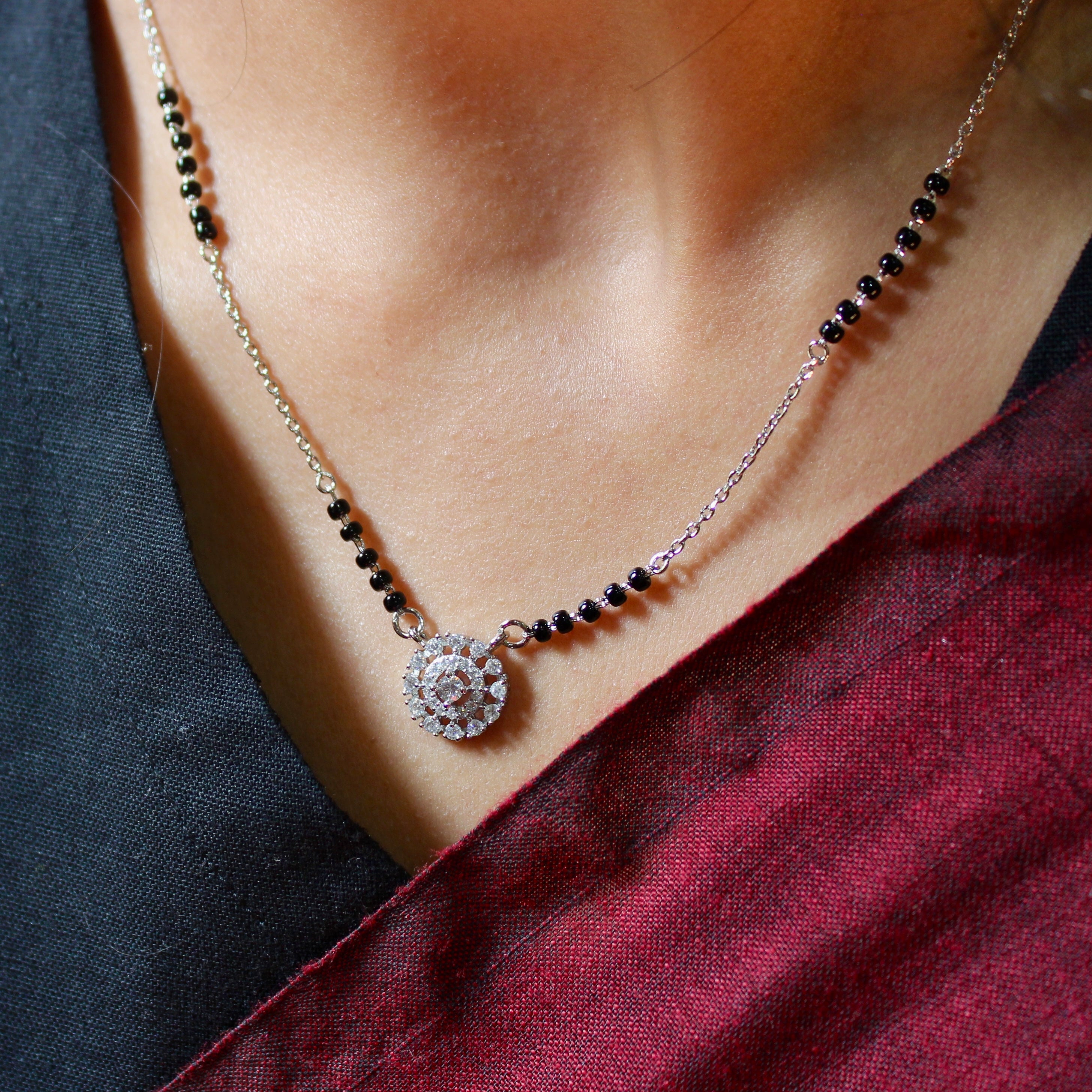 Sunshine Zircon Stones Mangalsutra in 925 Silver