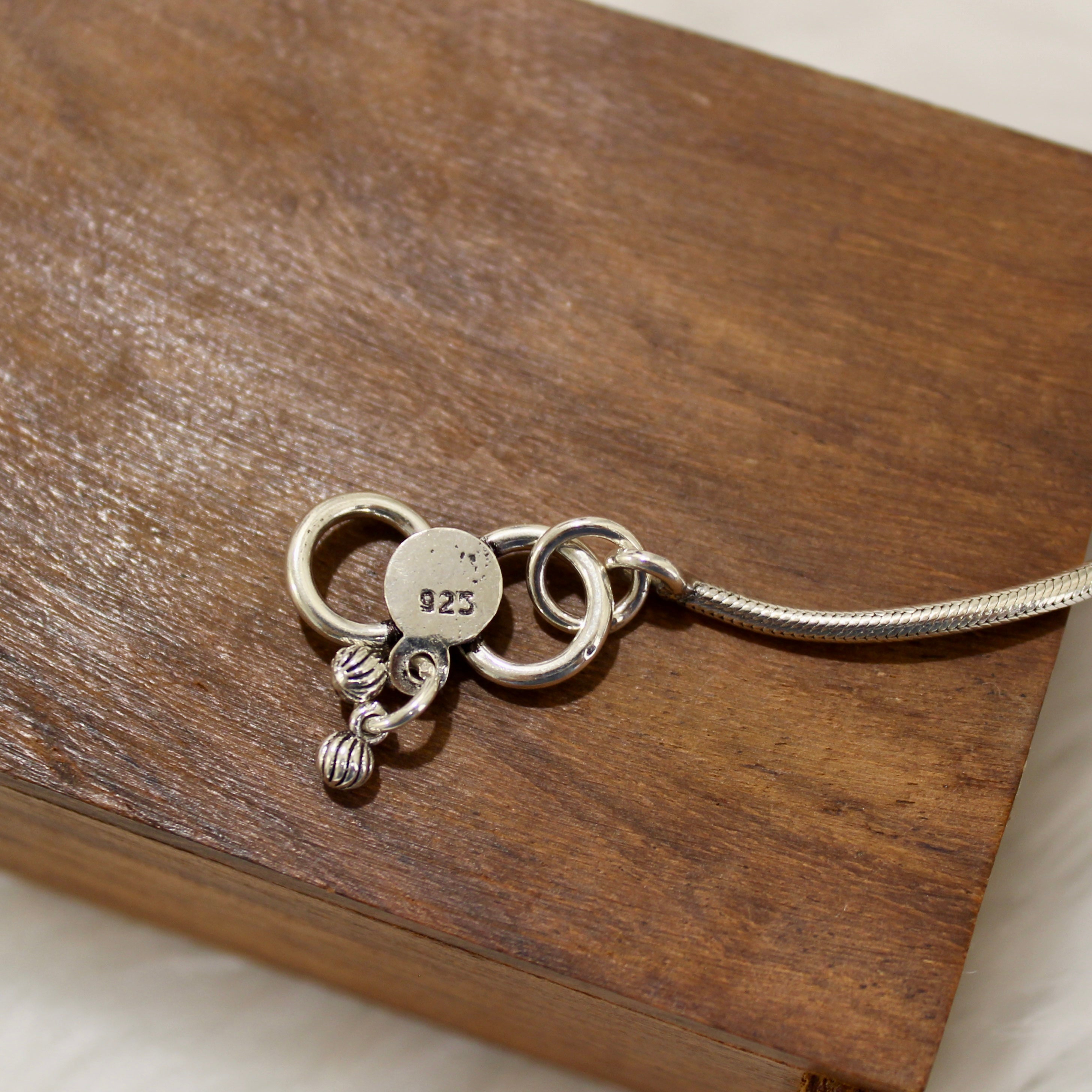 Ruby & Zircon Stones Flowers Designer Oxidised Anklet in 925 Silver