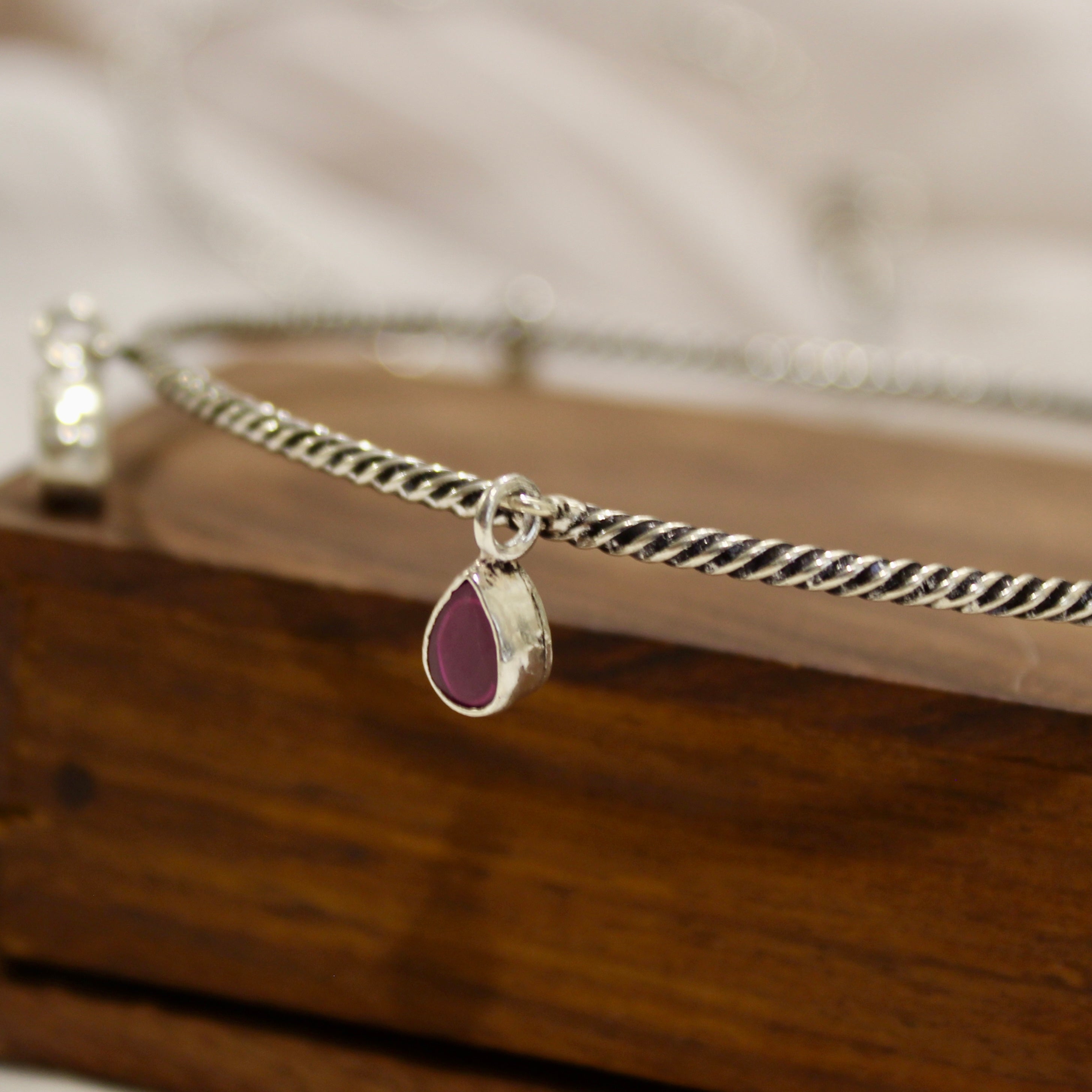 Oval Hangings Band Anklet in 925 Silver- Single piece