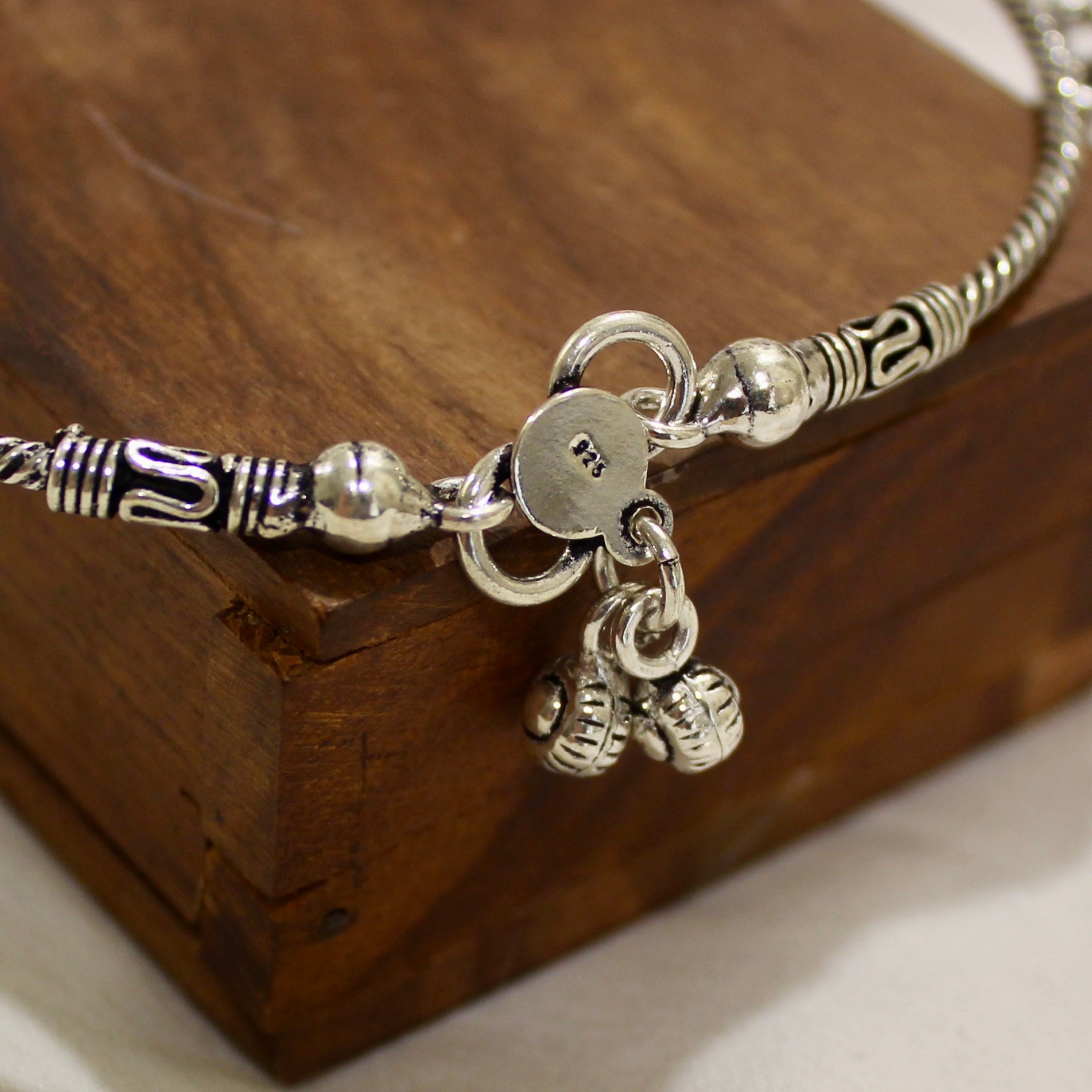 Cubes Hanging Band Anklet in 925 Silver- Single piece