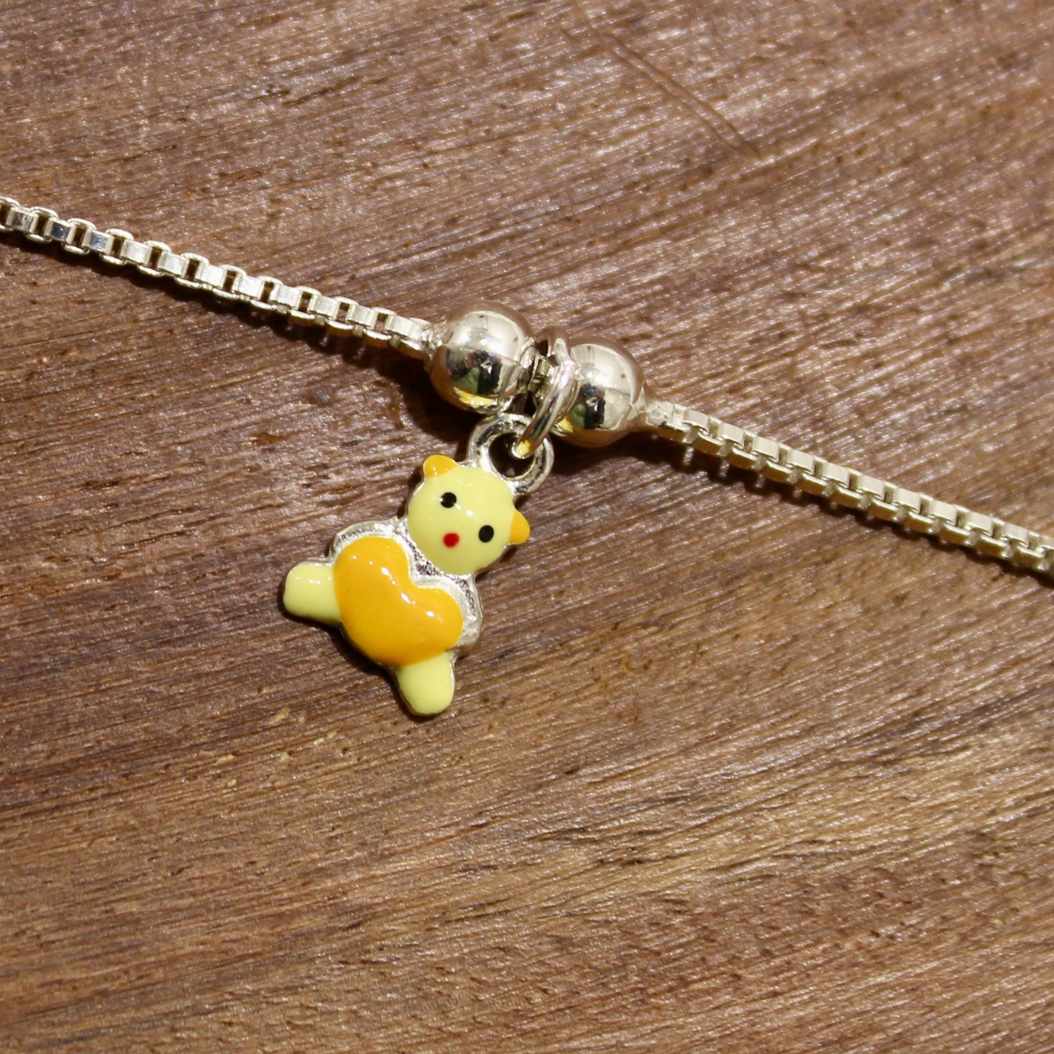 Dancing Girl & Teddy Baby 925 Silver Anklet