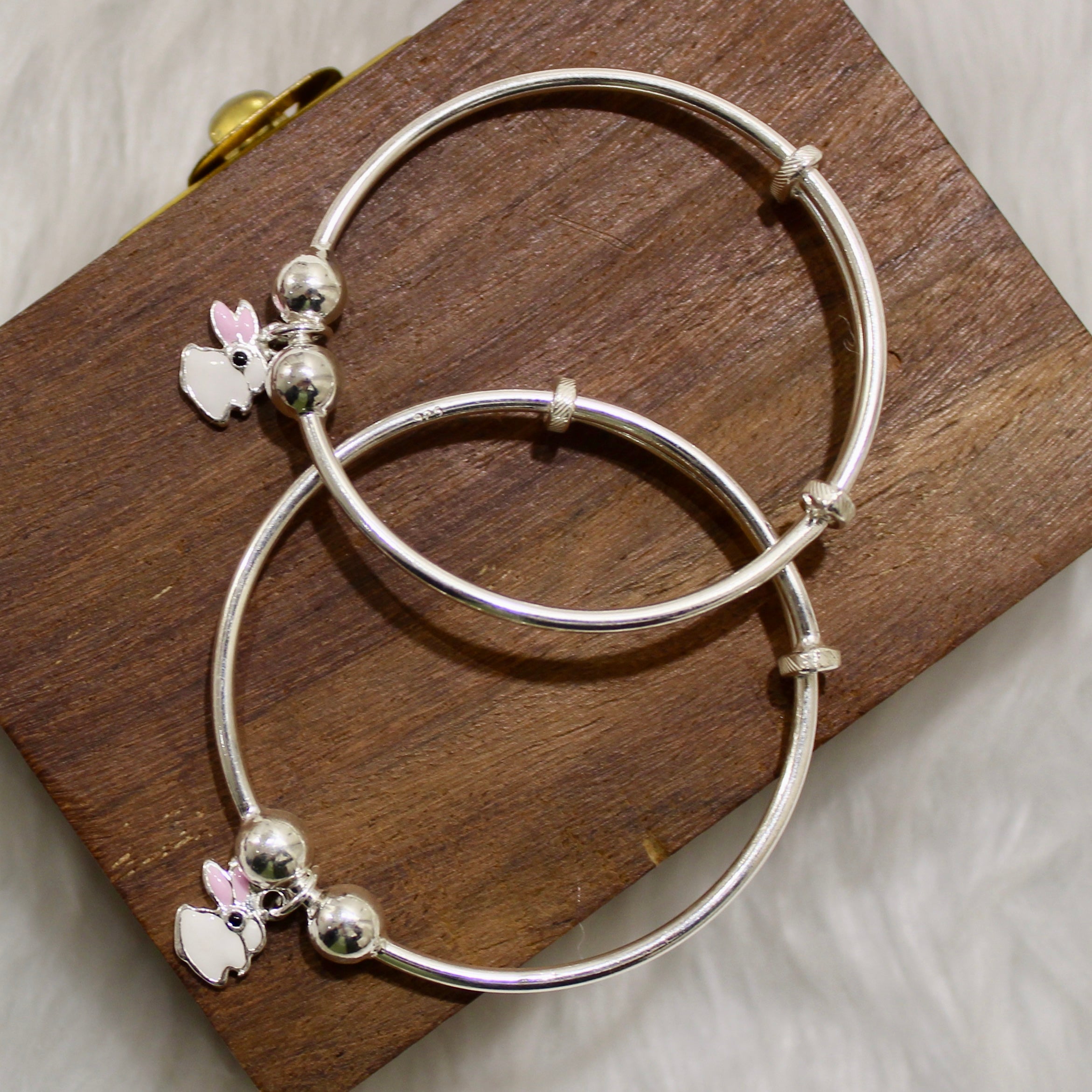 Rabbit Pure Silver Kadha- Pair