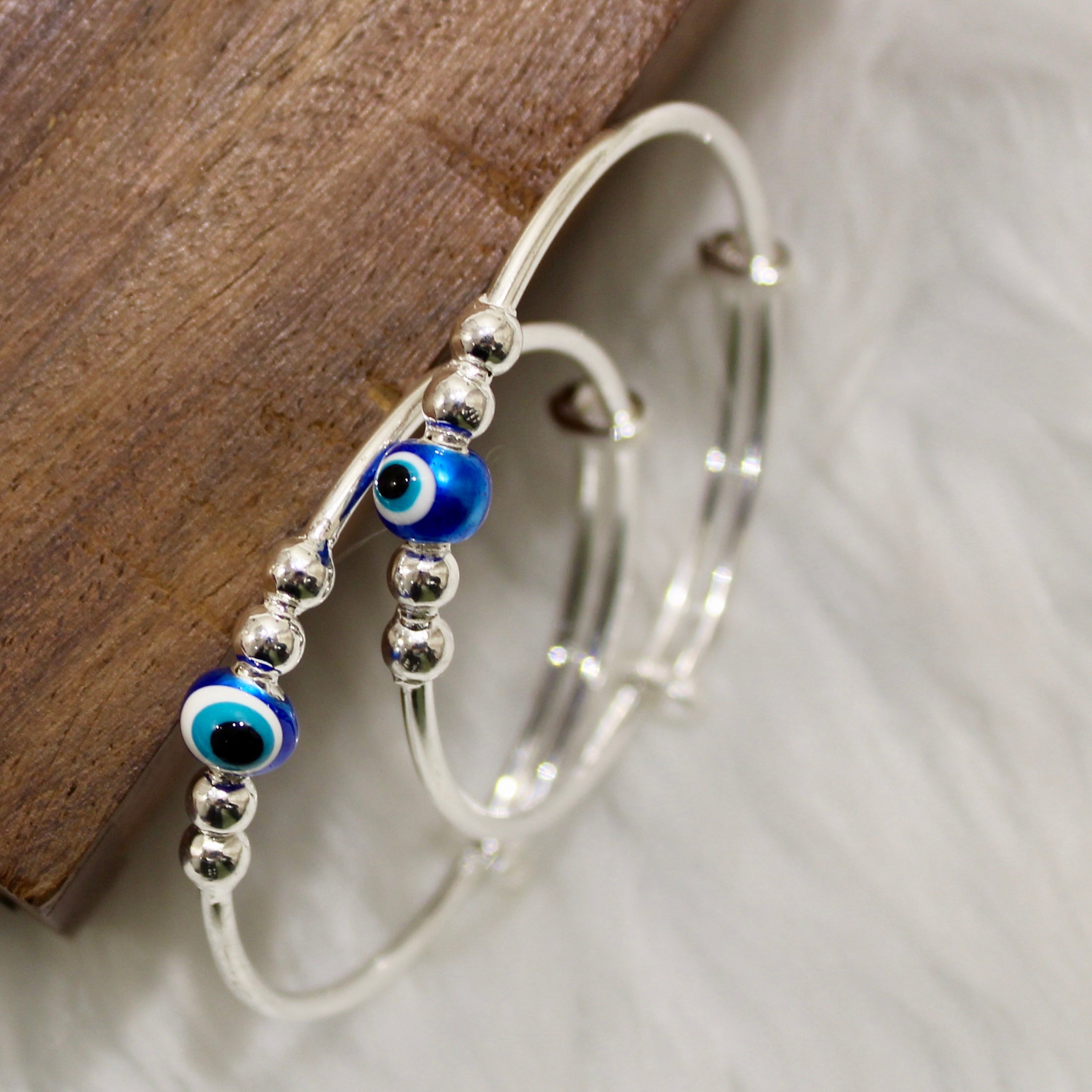 Evil Eye Pure Silver Kadha- Pair