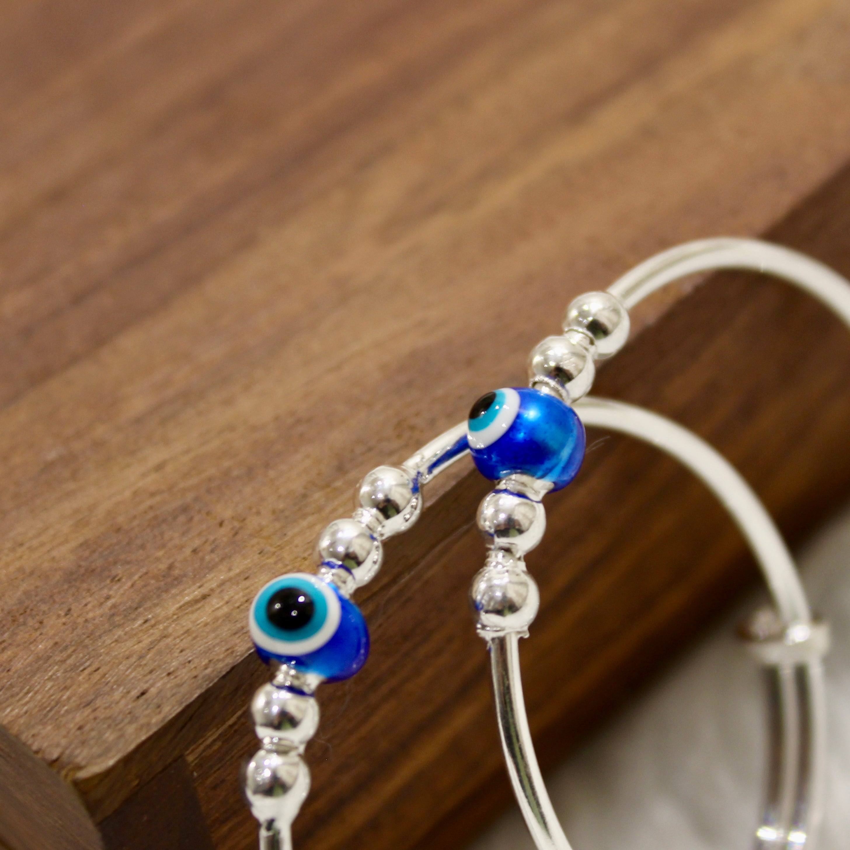 Evil Eye Pure Silver Kadha- Pair