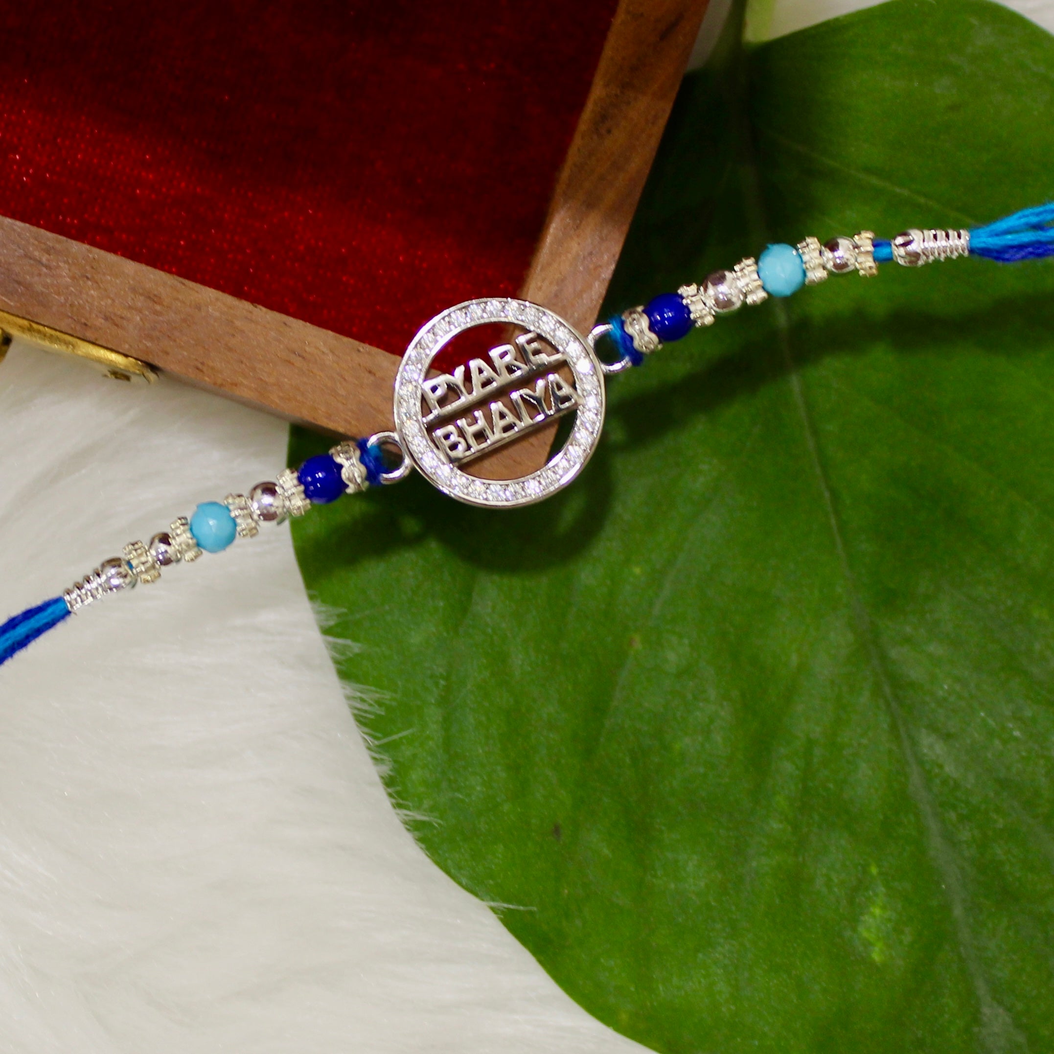 PYARA BHAIYA Blue Thread Rakhi in 925 Silver