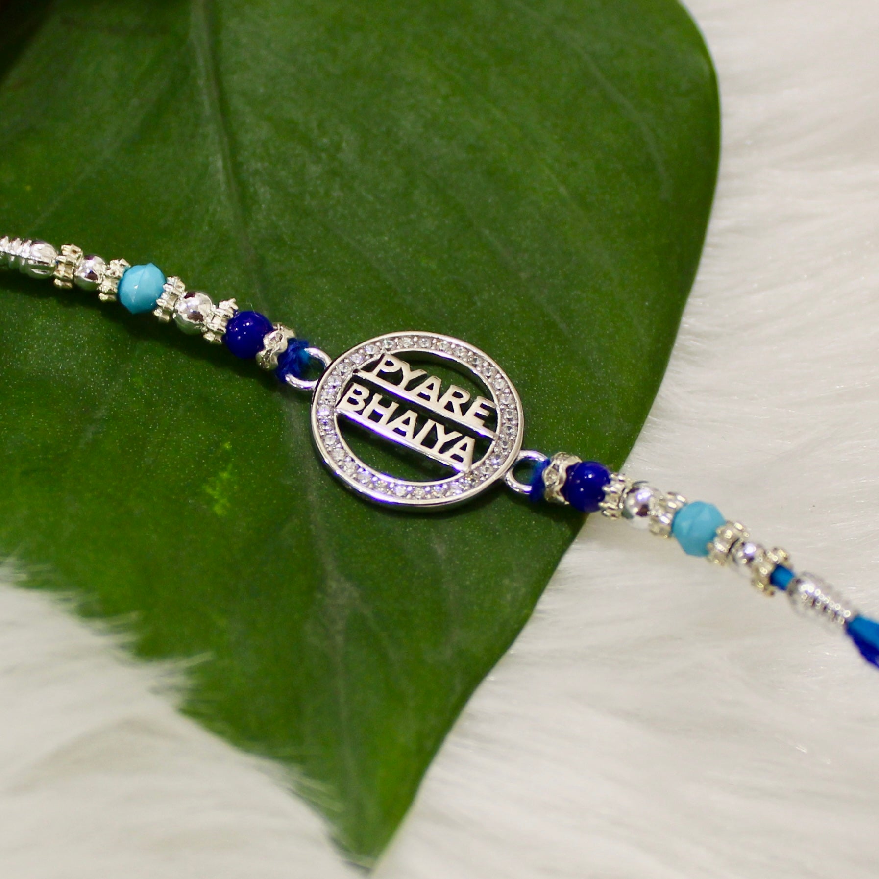 PYARA BHAIYA Blue Thread Rakhi in 925 Silver