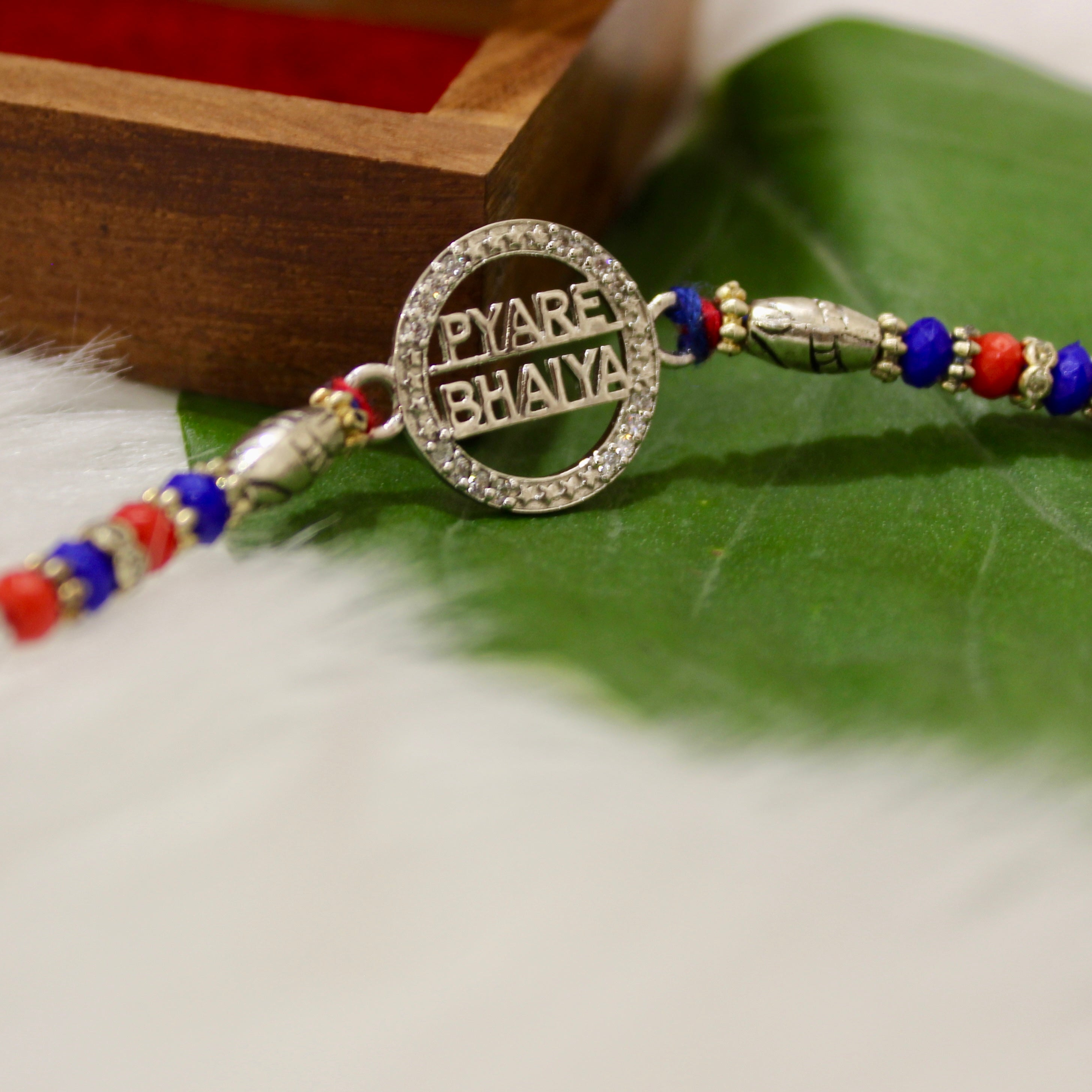 PYARA BHAIYA Red Thread Rakhi in 925 Silver